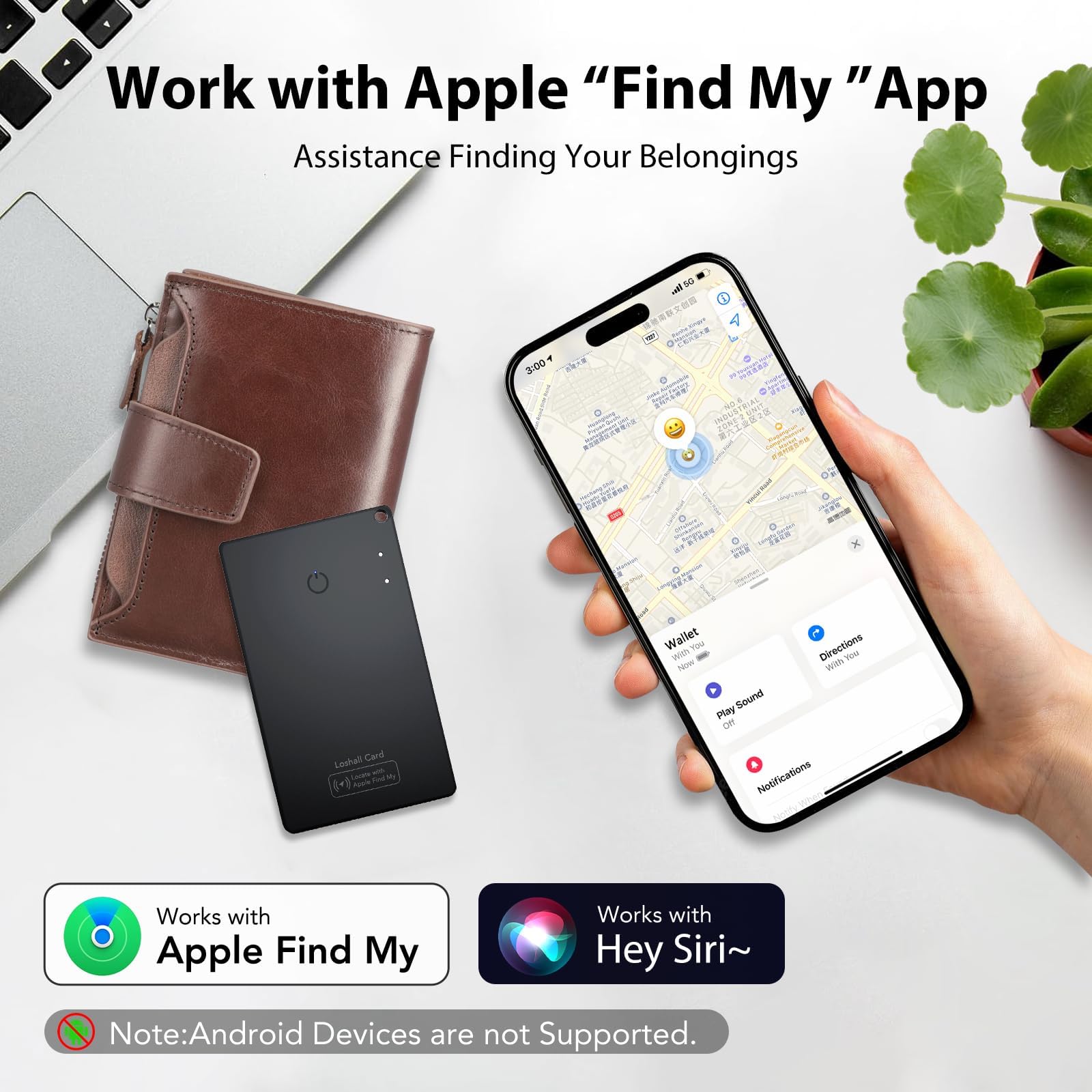 2 Pack Wallet Tracker Card [Apple MFi Certified] Air Tracker Tag (iOS only), IP68 0.06in Rechargeable Smart Card Work with Apple Find My, Keys Finder and Item Locator for Passport, Bags, Laptop, Black - image 2