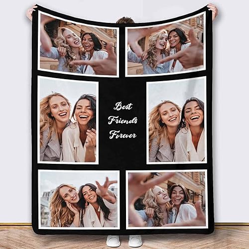 Miniatura 6 de FnprtMo Manta personalizada, manta de 6 fotos con imagen personalizada, manta para fotos, regalos para hombres, mujeres, niñas y niños