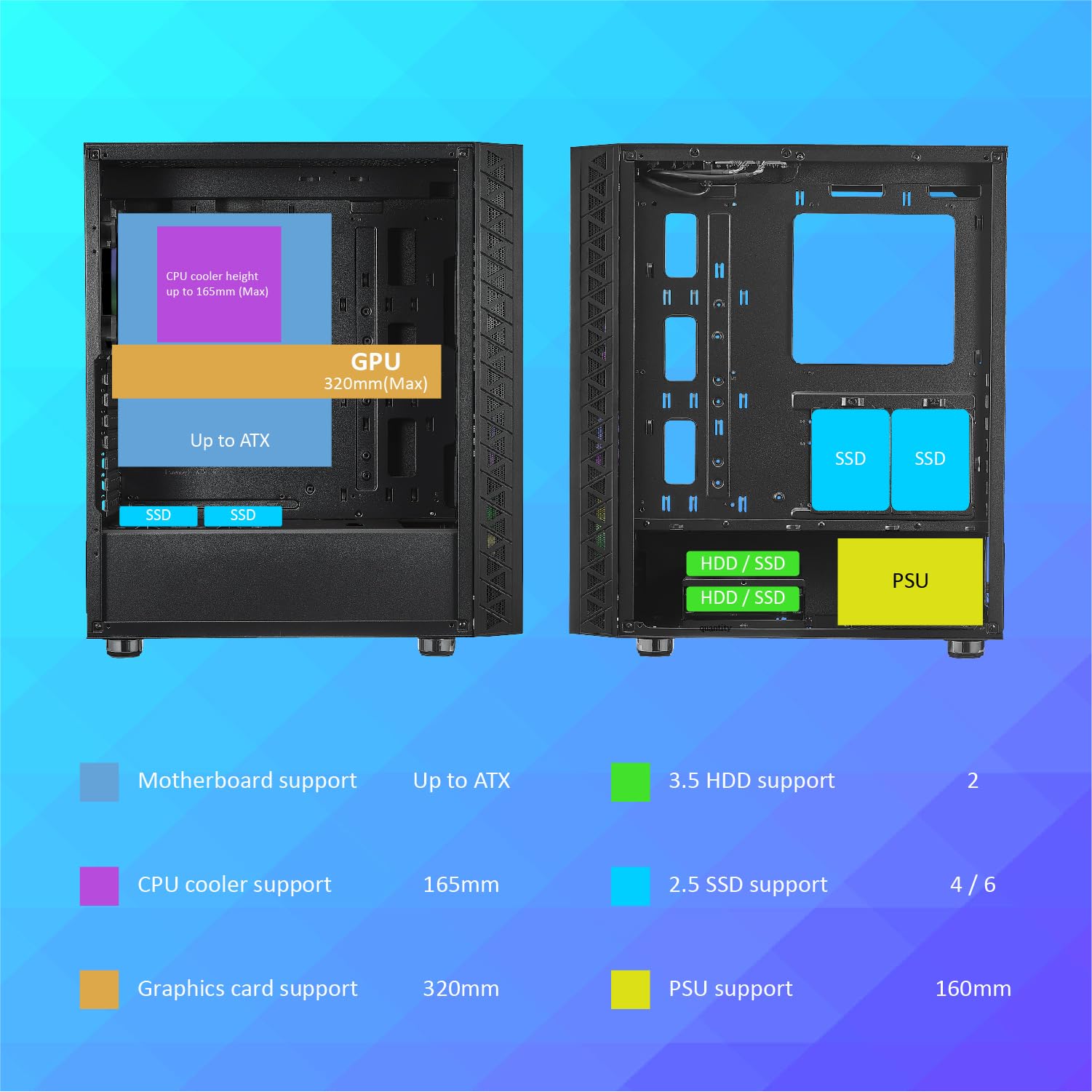 CAJA PC AZZA ZENO 350 NEGRA CON VENTANA DE LATERAL CSAZ-350