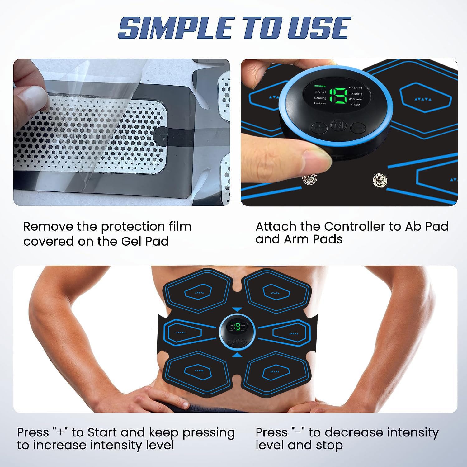 AILEDA Electrostimulateur Musculaire, Ceinture Abdominale Electrostimulation,6 Modes et 19 Intensités, Ceinture Musculation Electrostimulation pour Abdos/Bras/Jambes/Fesses,Homme Femme