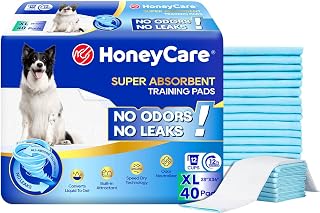 HoneyCare All-Absorb X-Large 28x34 Dog Puppy Training Pads, 40ct Ultra Absorbent Leak-Proof 5-Layer Pee Pads Odor Eliminating Quick-Dry Blue