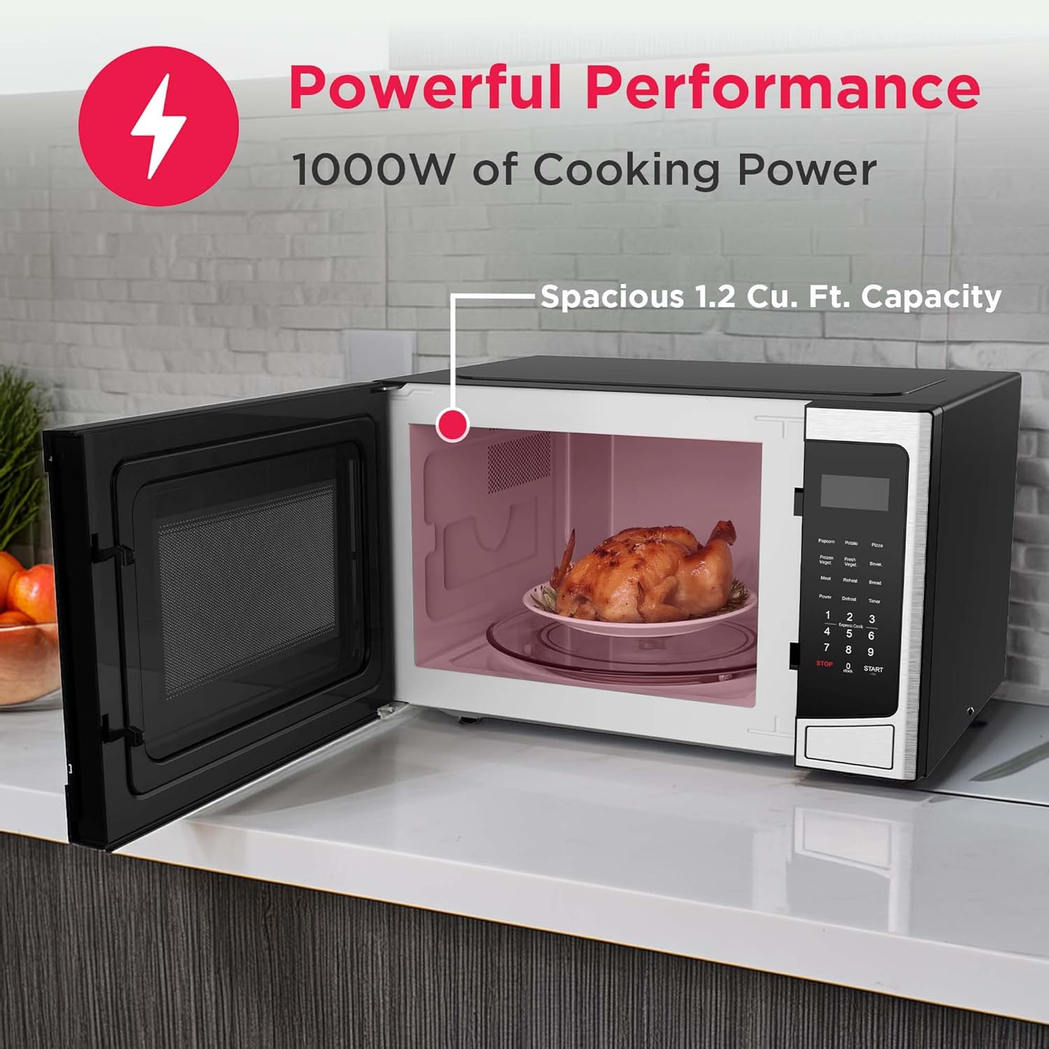 FRIGIDAIRE Microwave Oven, Inverter Technology, Multi Function, Programmable, 1.1 Cu Ft 1000-Watt