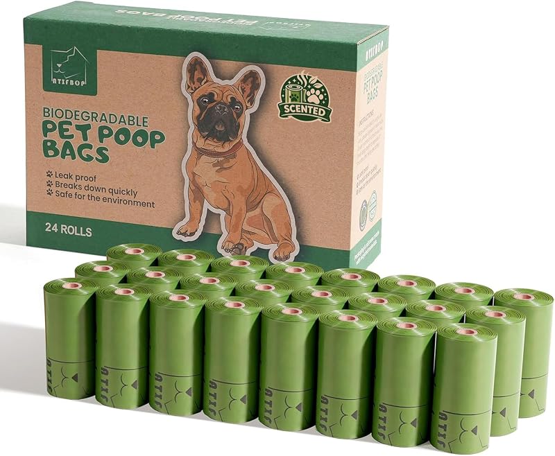 Sacos para Fezes de Cães Biodegradáveis ATIFBOP com Aroma de Limão, Extra Grossos, 360 Unidades