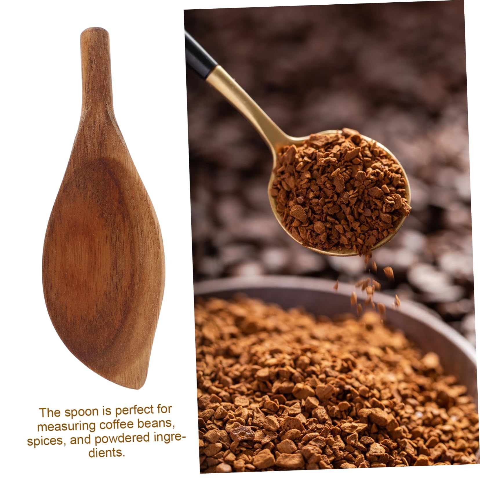 Veemoon Coffee Powder Scoop Bump Spoon Smooth Edges Wooden Bean Spoons for Tea Leaves Practical for Home Restaurants and Shops