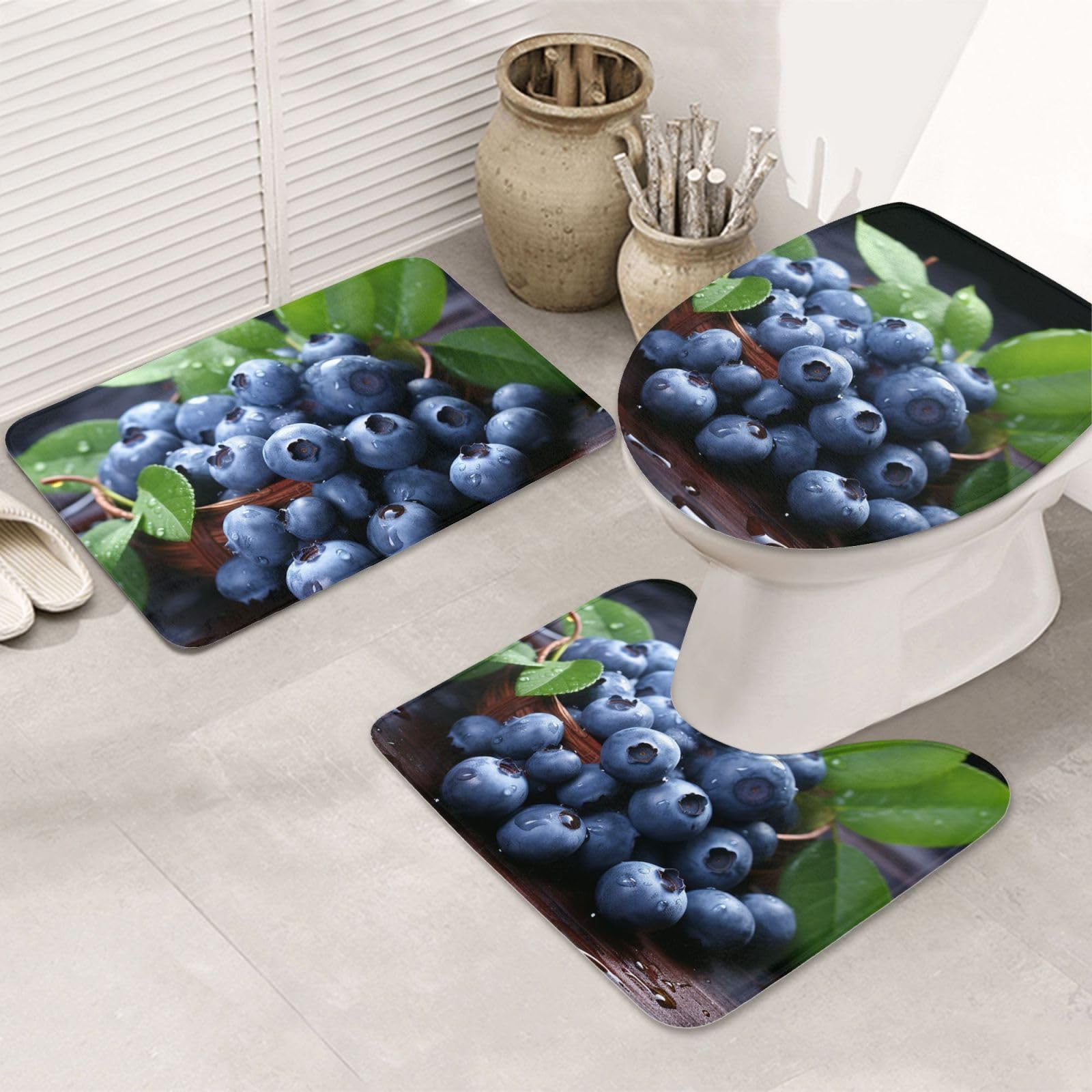 Lot de 3 tapis de bain absorbants et antidérapants pour douche et WC