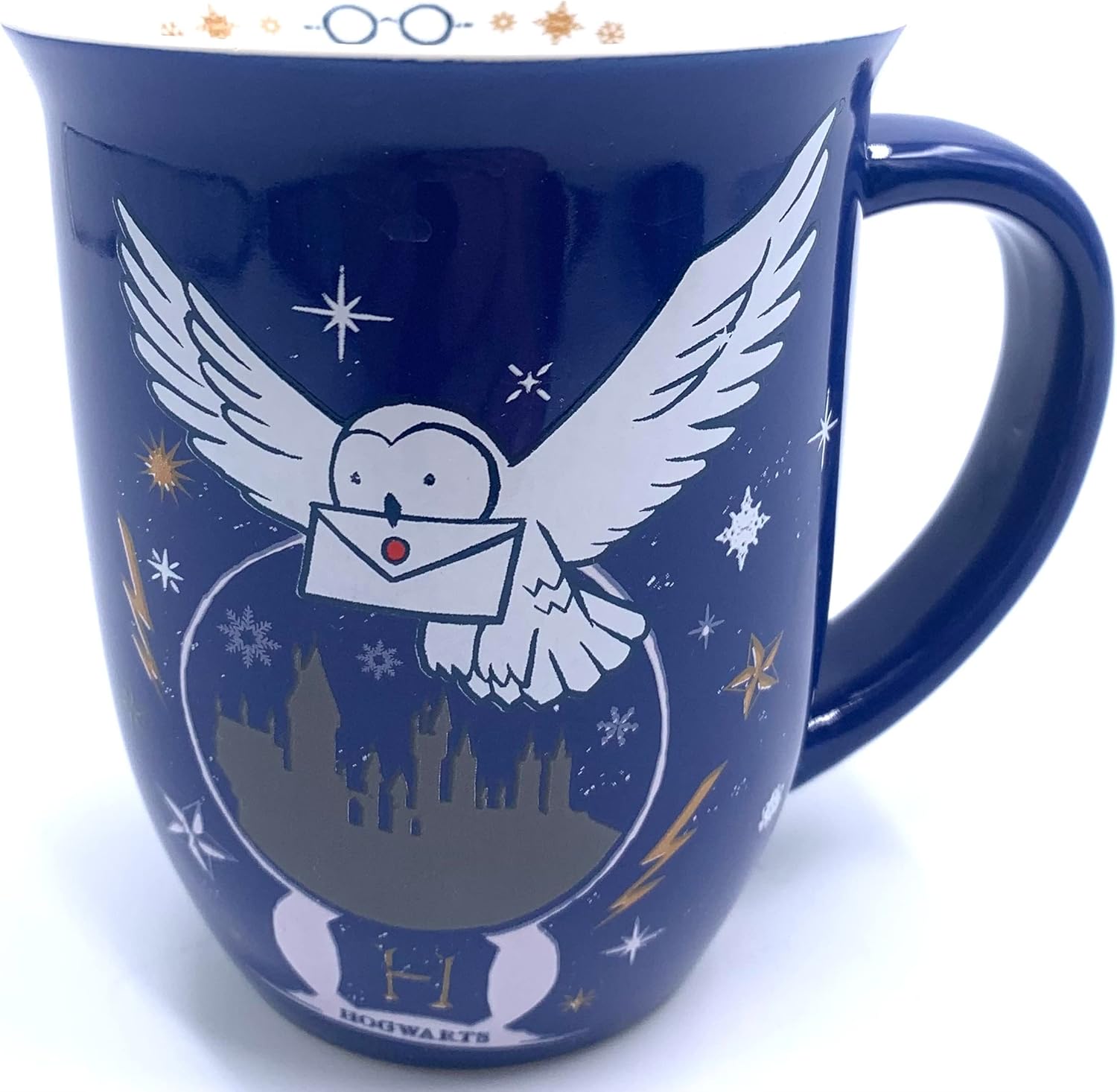 Silver Buffalo Harry Potter Hedwig Owl Mail Wide Rim Christmas Ceramic Mug with