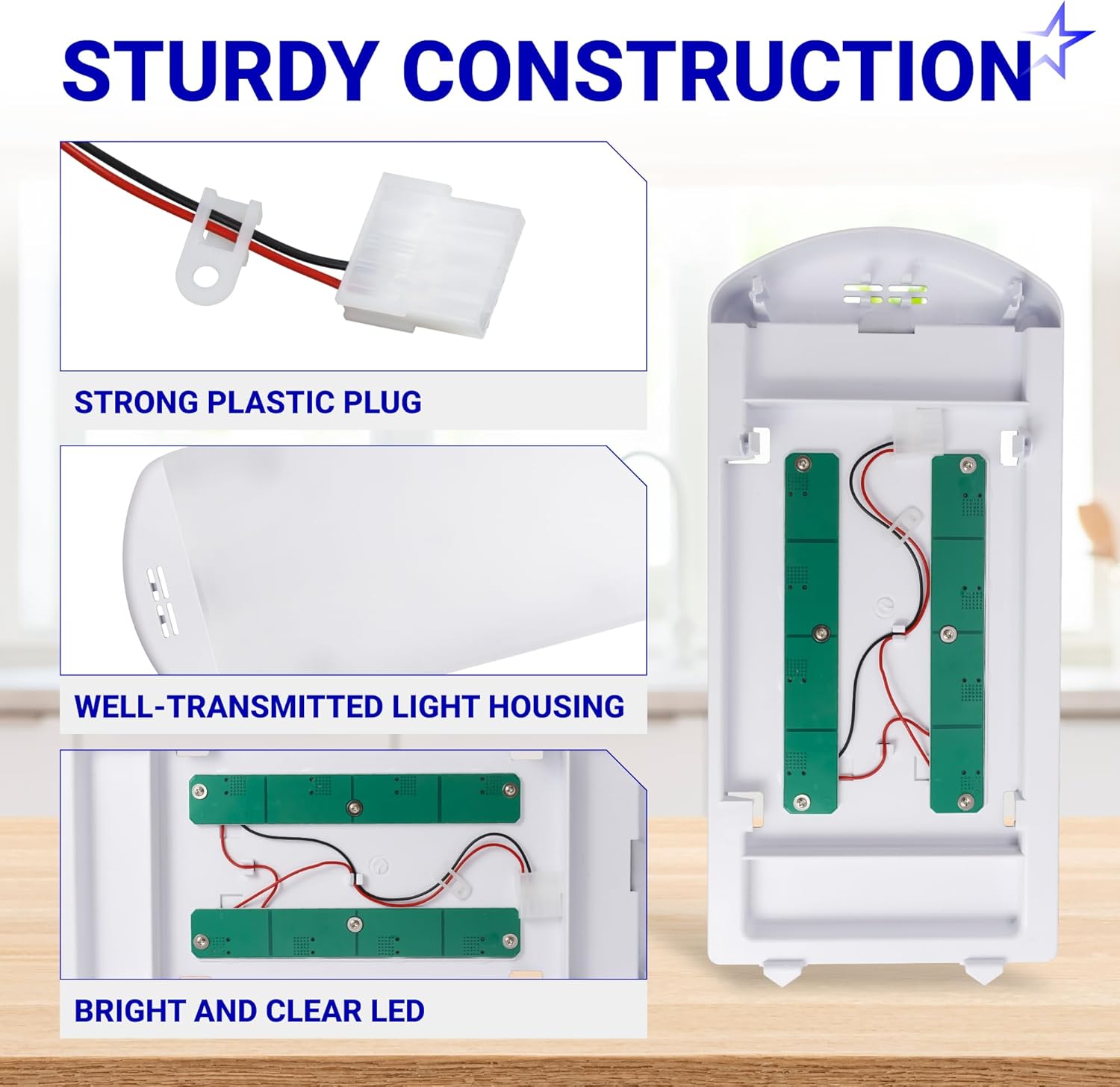 BlueStars W11527432 Refrigerator Light, High-Efficiency 6000K Bright White - Compatible with Whirlpool Maytag WRX735SDH200 WRX735SDBM02 WRX735SDBM03 - Replaces W11101384 W11333374 W11387579 W11042554