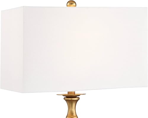 Miniatura 3 de Vienna Full Spectrum Valerie - Lámpara de mesa moderna con elevador acrílico transparente de 28 pulgadas de alto, tela blanca, rectangular,