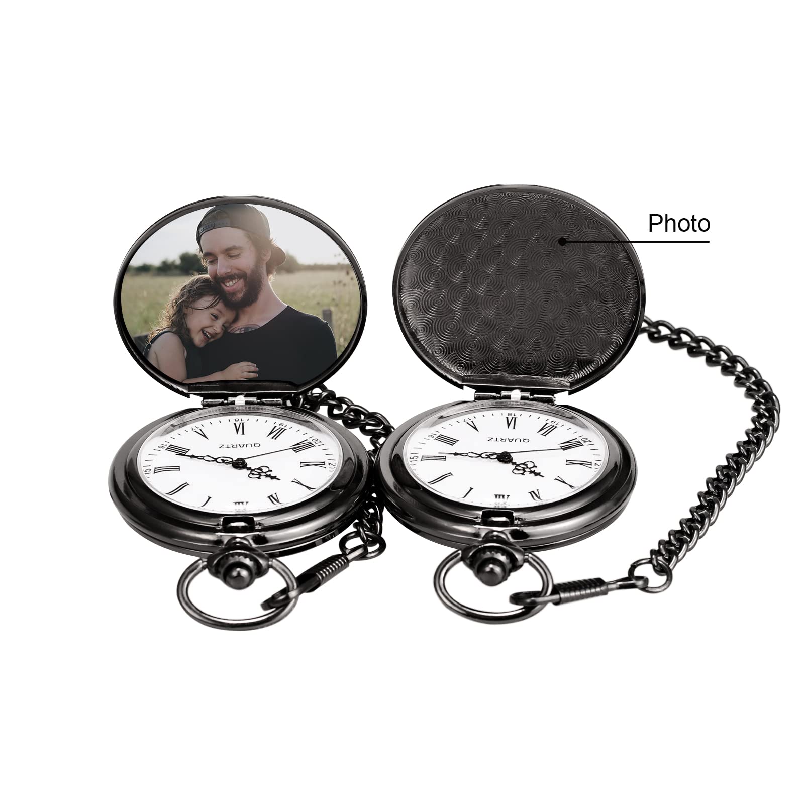 TREEWETO Herren Taschenuhr mit Gravur für den Vater, Vintage, Steampunk-Taschenuhren mit Kette für Herren, Vatertagsgeschenk, schönes Geschenk für Ihren Vater