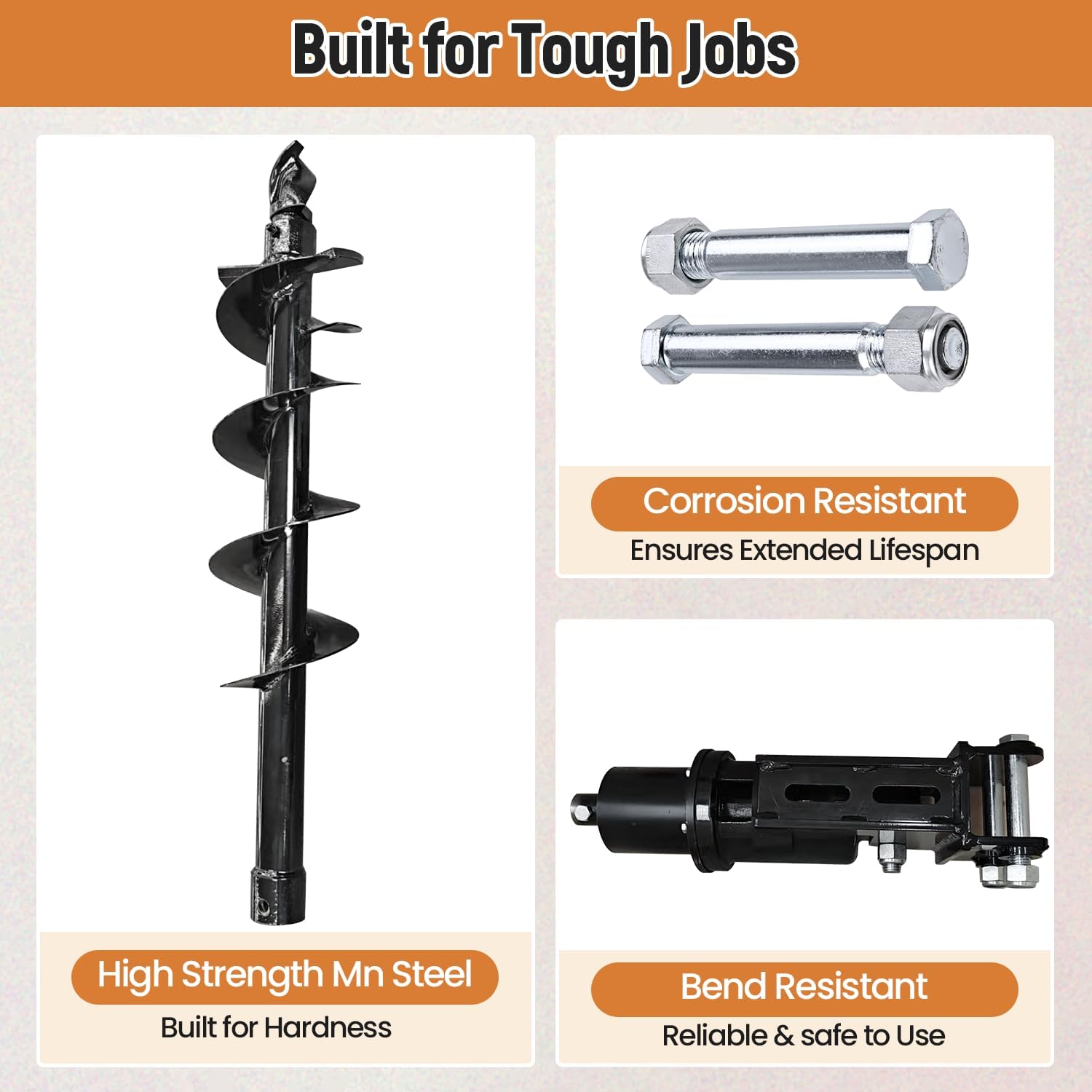 300mm Diameter Auger Drill for 0.8Ton-1.5Ton Mini Excavators with Hoses and Pins Used for Digging Holes, Built for Tough Jobs
