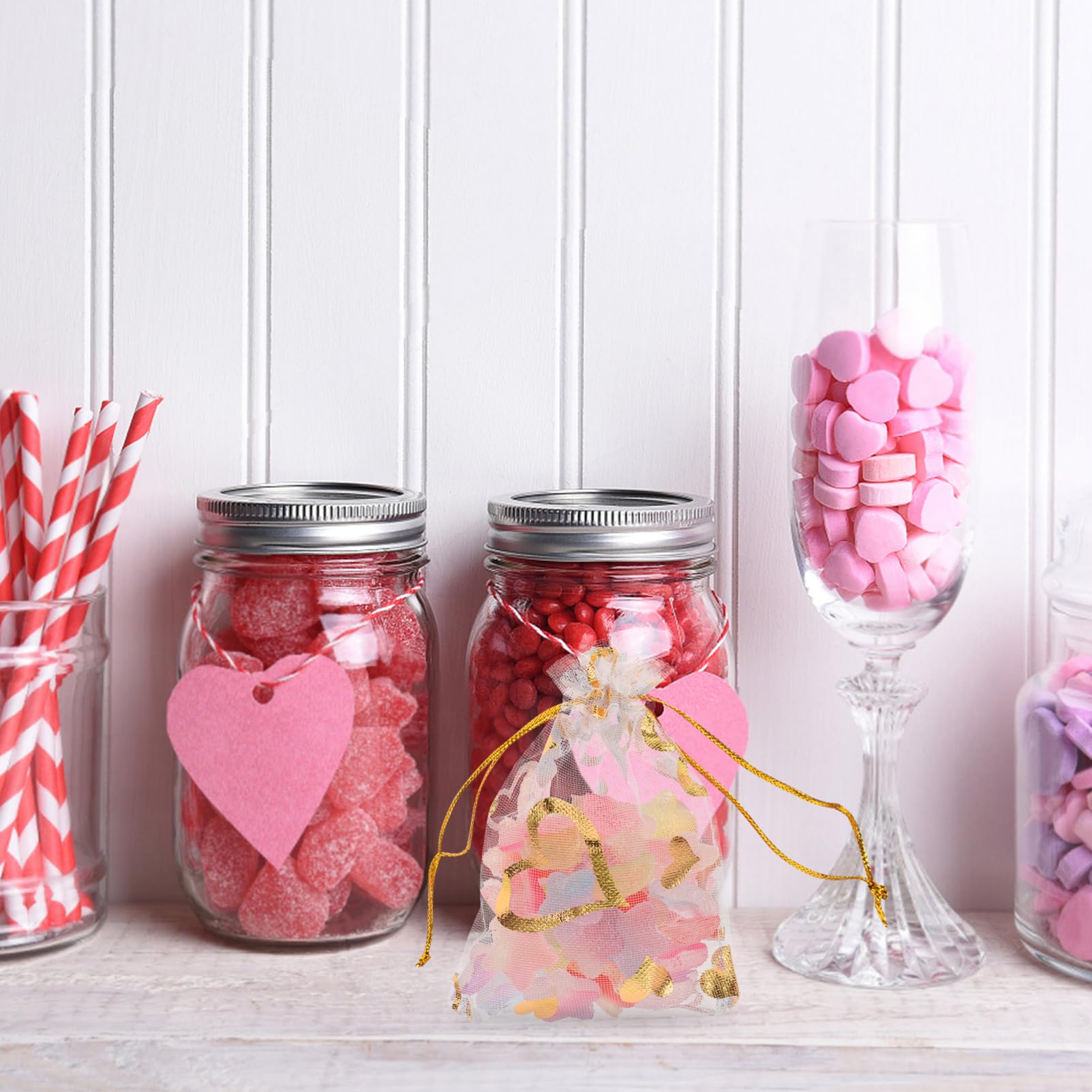 JECOMPRIS 300pezzi Sacchetti Organza Trasparenti Con Cordino Per Matrimonio e Compleanni Perfetti Per Gioielli e Dolciumi Eleganti e Pratici Per Ogni Occasione