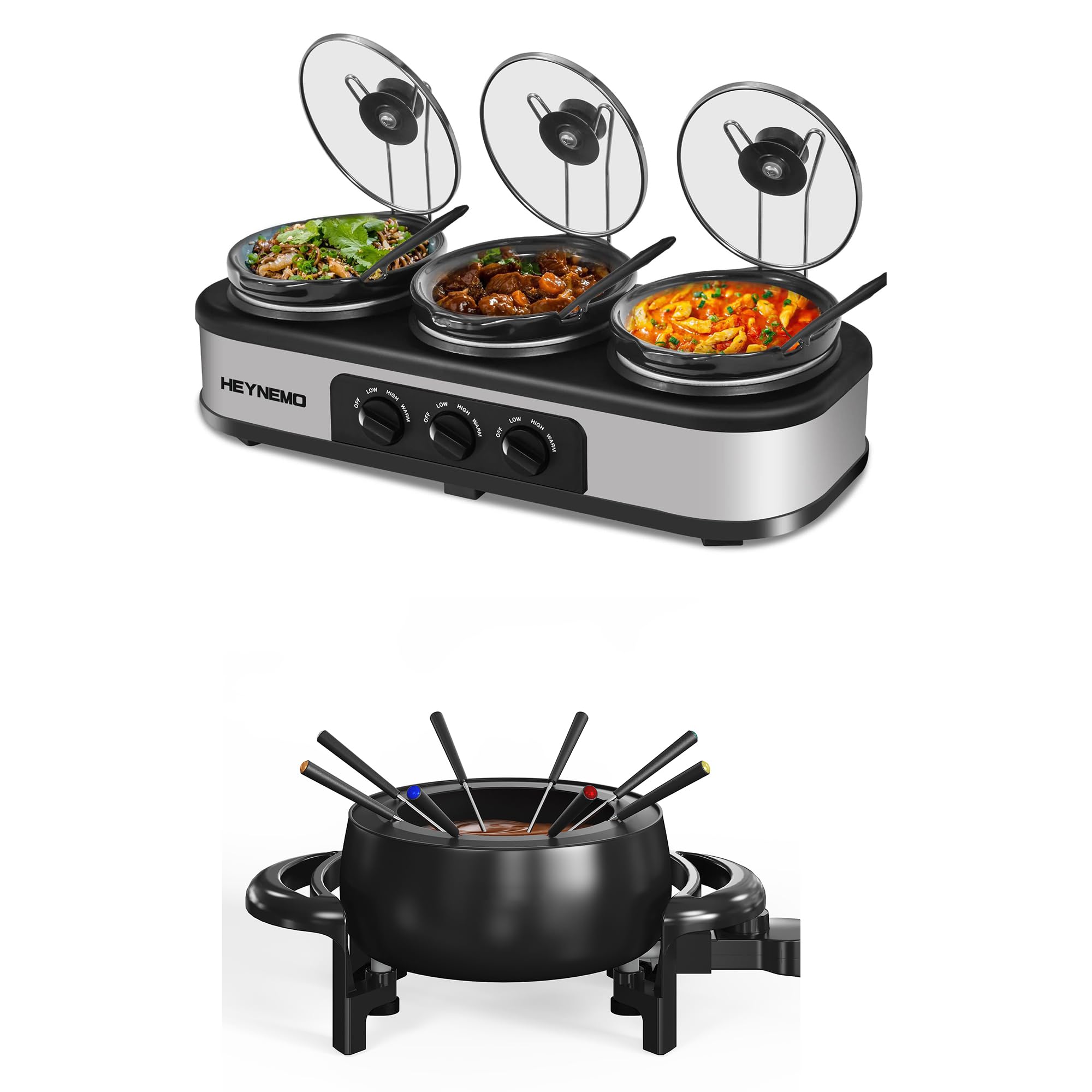 Triple Slow Cooker 3 1 5 QT Buffet Servers and Warmers 3 Pots Buffet Slow Cooker Adjustable Temp