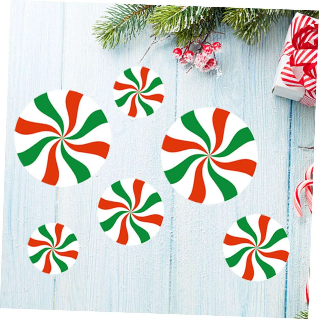 Alipis 48 Pièces Autocollants de bonbons de Noël décalque de mur de fête autocollants de sol décoration fenêtre noel decoration noel vitre etiquette autocollante sticker mural bonbon PVC