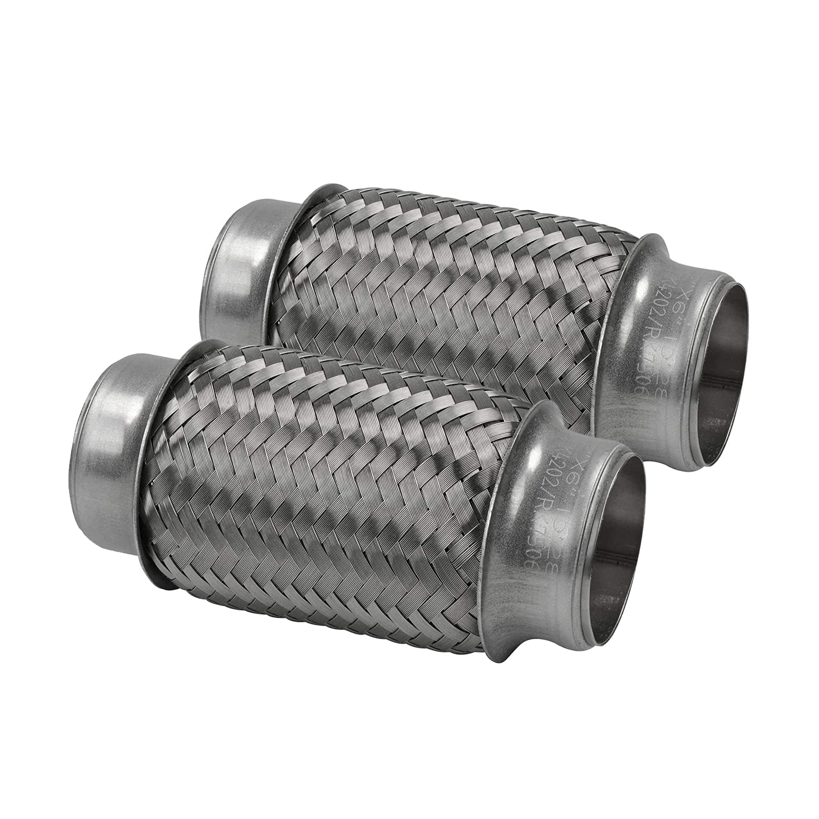 RP Remarkable Power, 2 pack 2 inch Inlet Exhaust Flex Pipe,2 ID x 6 inch Length Flexible Exhaust Tube,Stainless Steel Double Braid Heavy Duty Universal fit Flex Muffler Pipe RK7506 Replacement