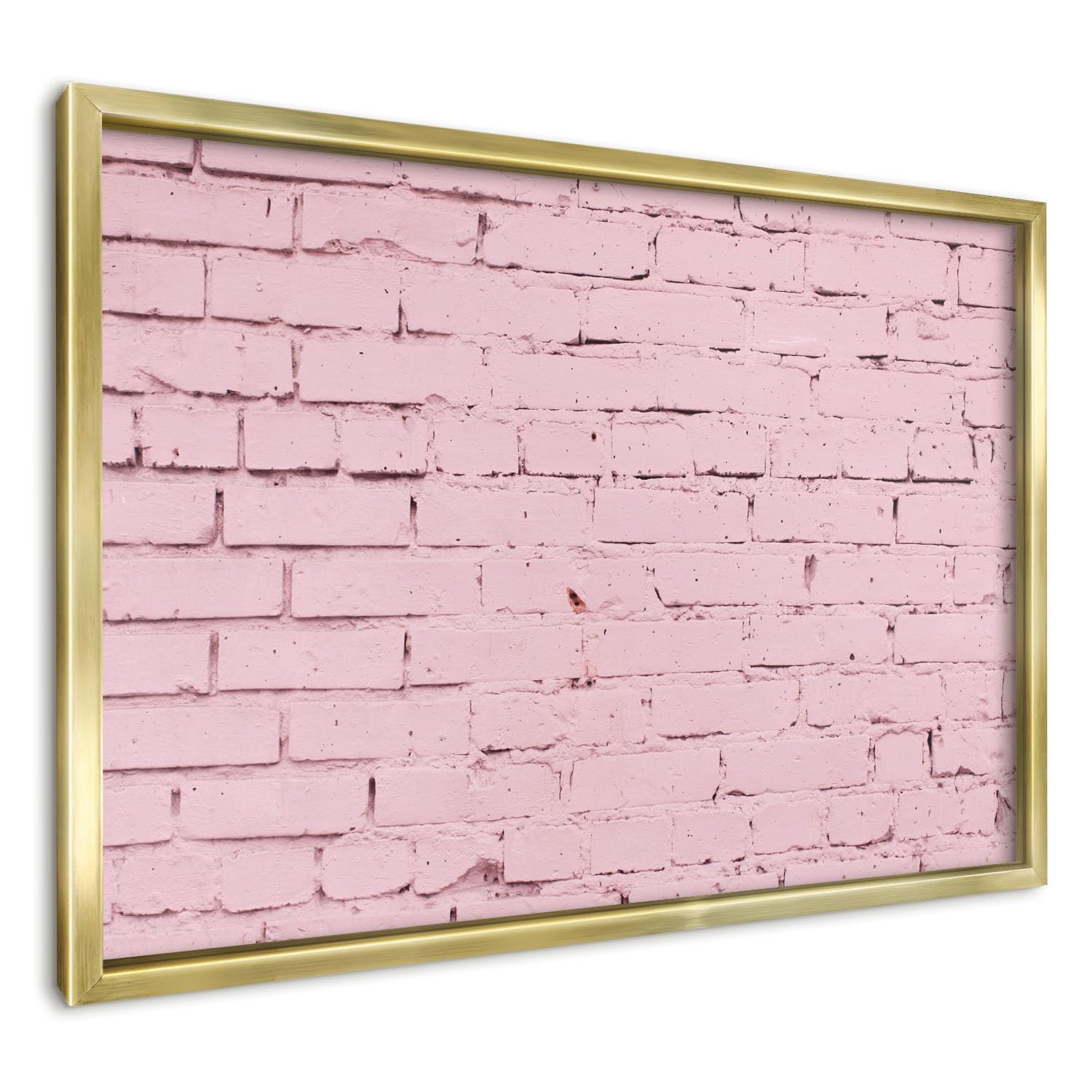 Panel Magnético Informativo 60x40 cm | con Marco Dorado | Ladrillo Rosa | Montaje Fácil | Pizarra de Pared | Para Restaurante y Bar | Expositor para Menú, Ofertas del Día