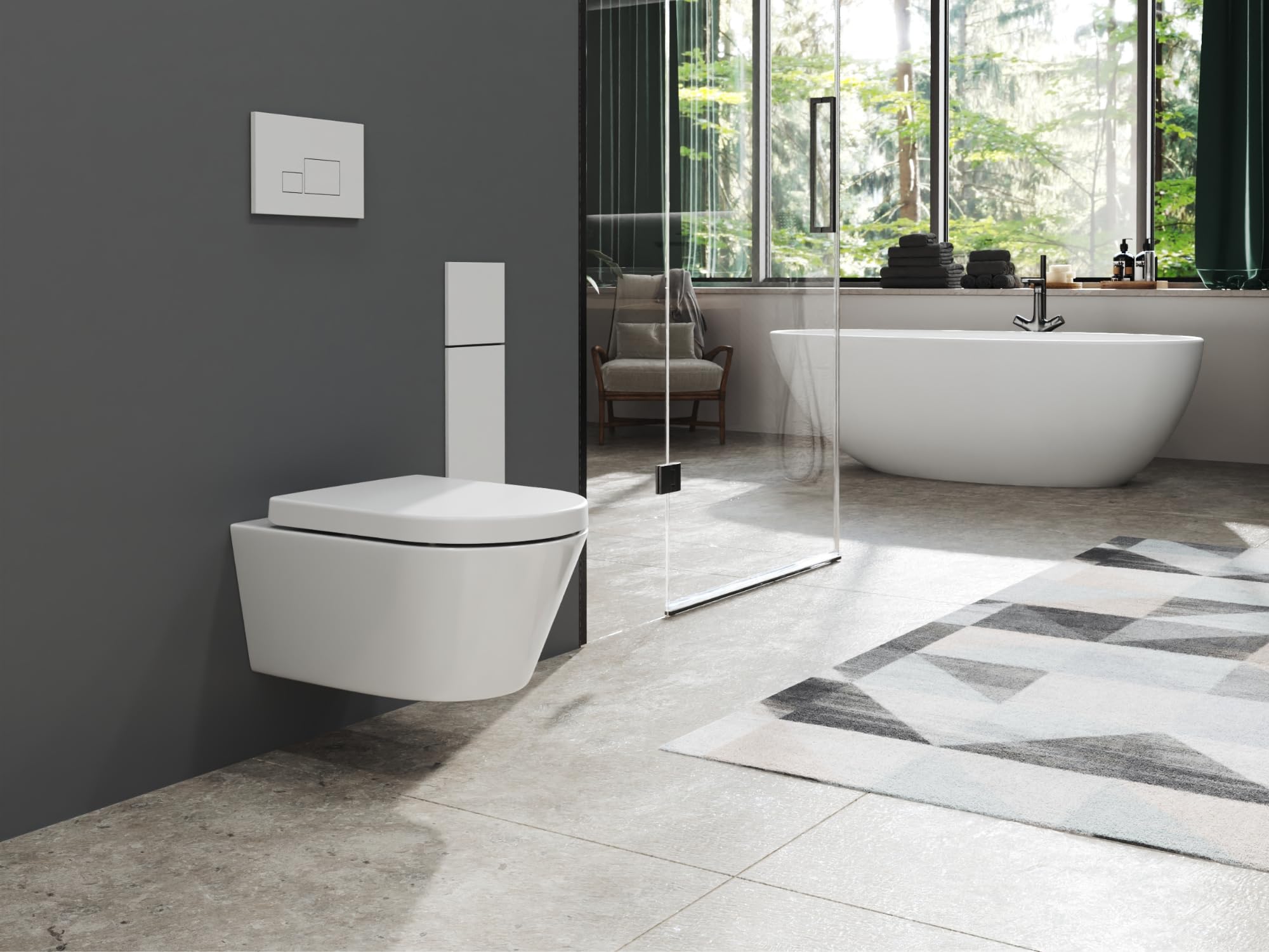 HOROW Inodoro Colgante Sin Bordes, Inodoro Y Asiento De Inodoro Con Dispositivo De Descenso Automatico Inodoros Para Inodoro De Invitados 96461669