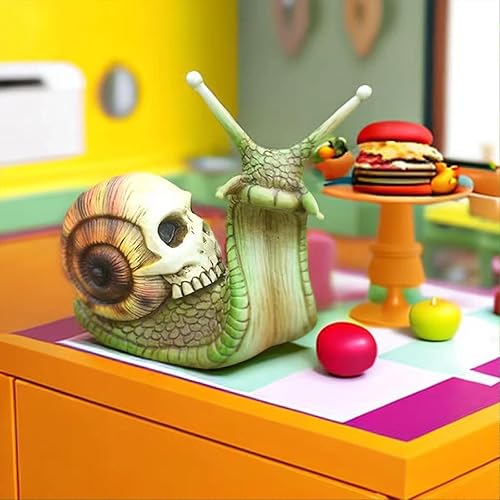 Miniatura 2 de Leatrice Caracol de calavera de Halloween, escultura de calavera, decoración gótica para el hogar, manualidades de resina, decoración al aire libre,