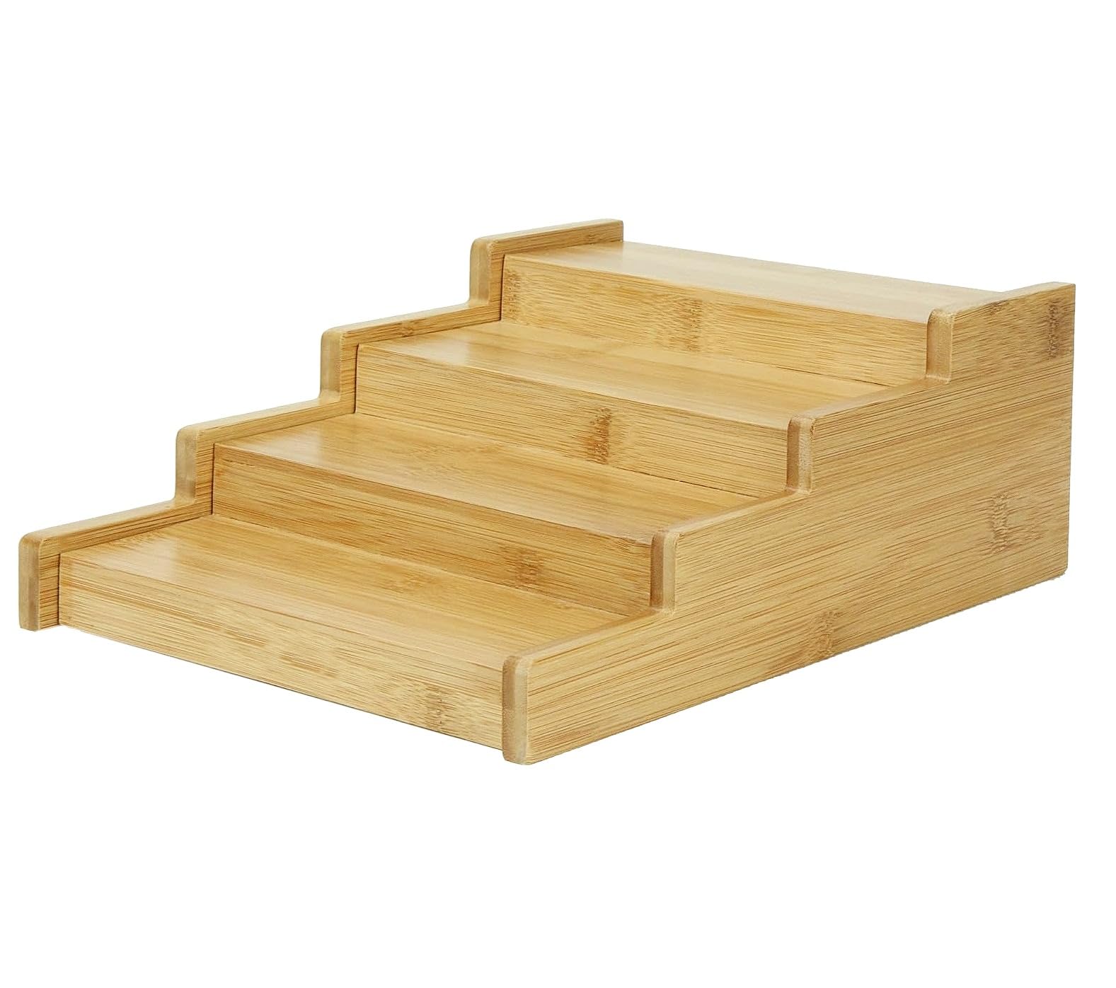 Spice Herb Rack Organiser 4 Tier Extending Bamboo Storage Shelf Free Standing