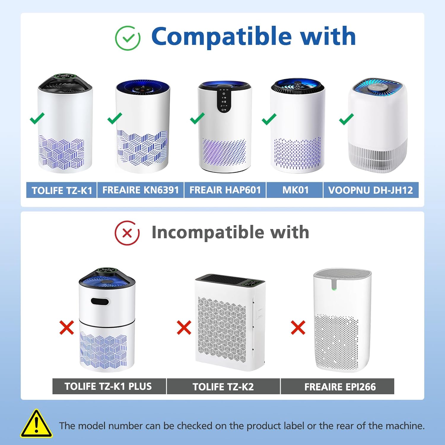 2 Pack TZ-K1 Replacement Filter Compatible with ToLife TZ-K1 Air Puri-fier, MK01 MK06, FreAire KN6391 Air Purifiers and VOOPNU DH-JH12 Air Purifier, 3-in-1 HEPA High-Efficiency Activated Carbon Filter - Image 2