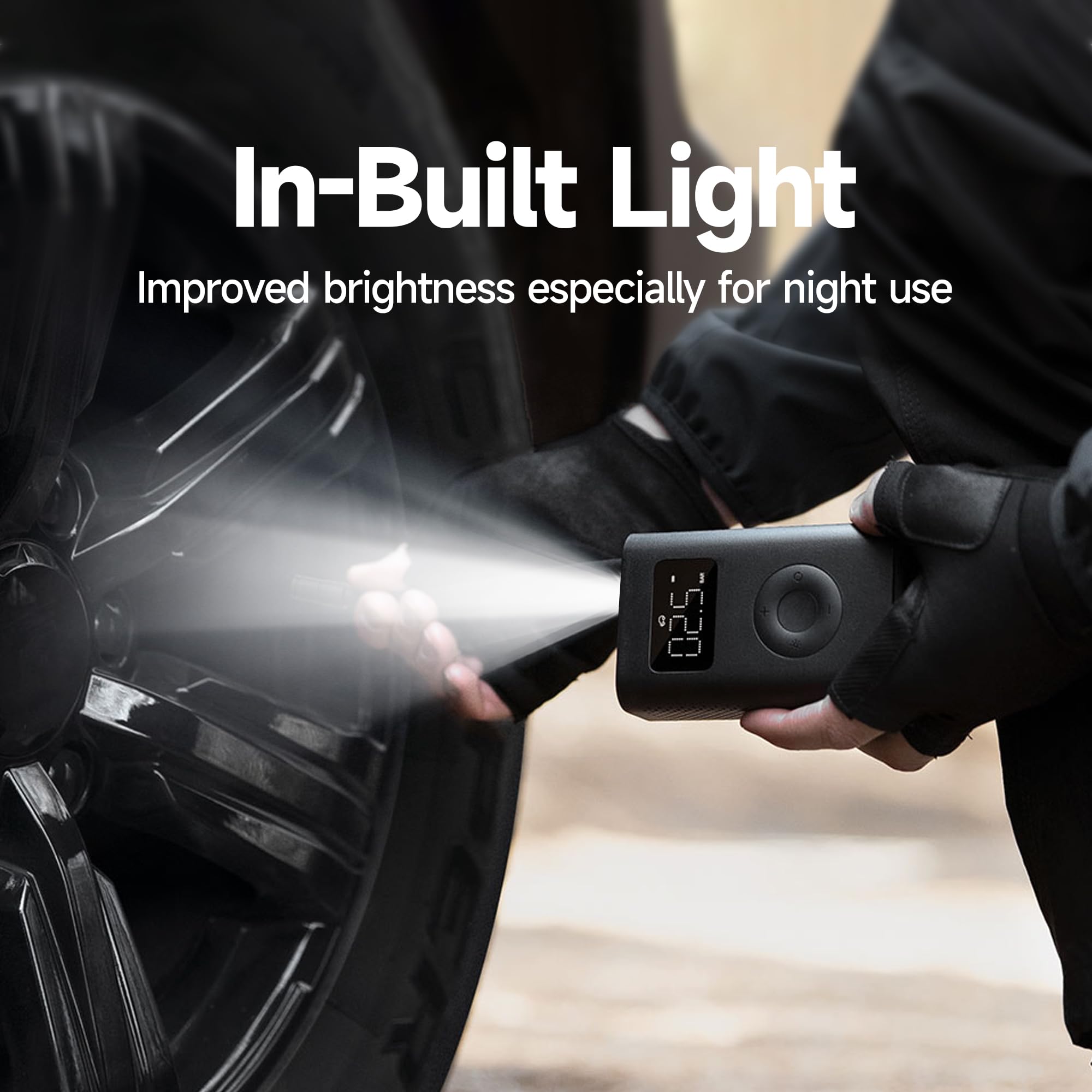 Xiaomi Compresseur d'air électrique portable, 150 PSI Gonfleur de pneu pour voiture, scooter, vélo pneus et balles – Sans fil avec détection numérique de pression
