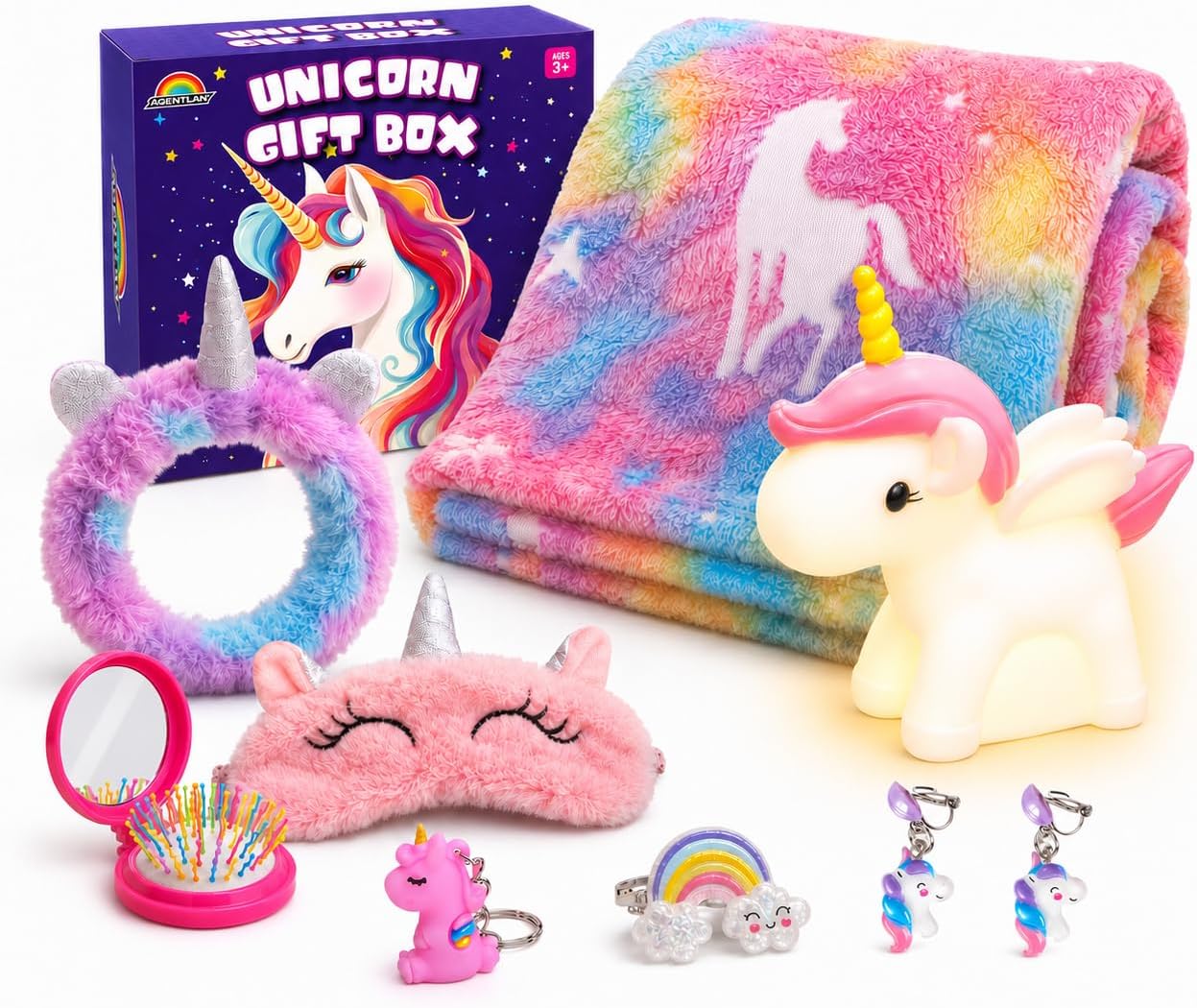 AGENTLAN Unicorn Gifts for Girls, Glow in the Dark Blanket & Night Light