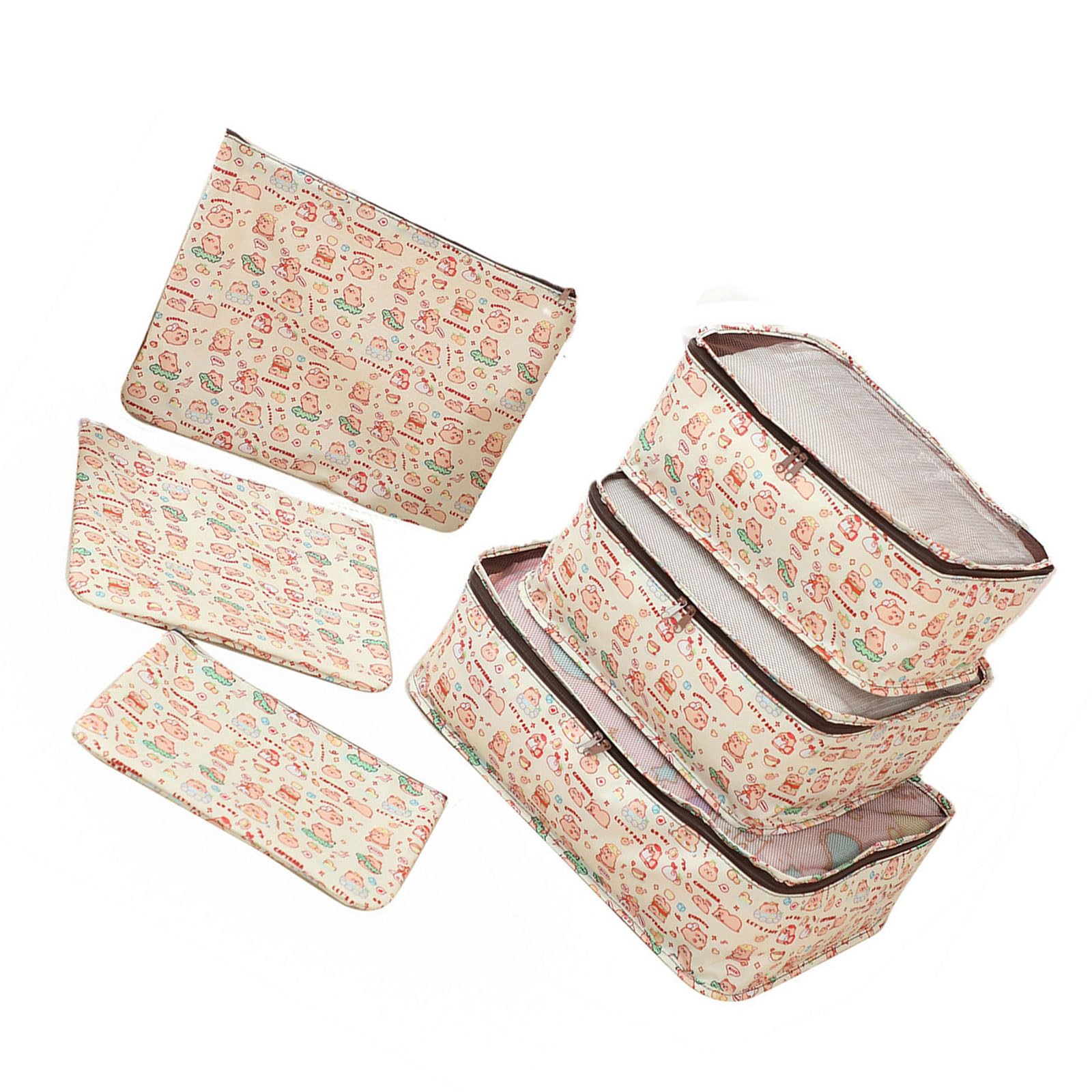 Tsophreniq 6Pieces Luggage Organizers Set Packing Cubes with Water Resistant Materials Includes Shoe Bag and Toiletry Pouches Clothing Compression Cubes