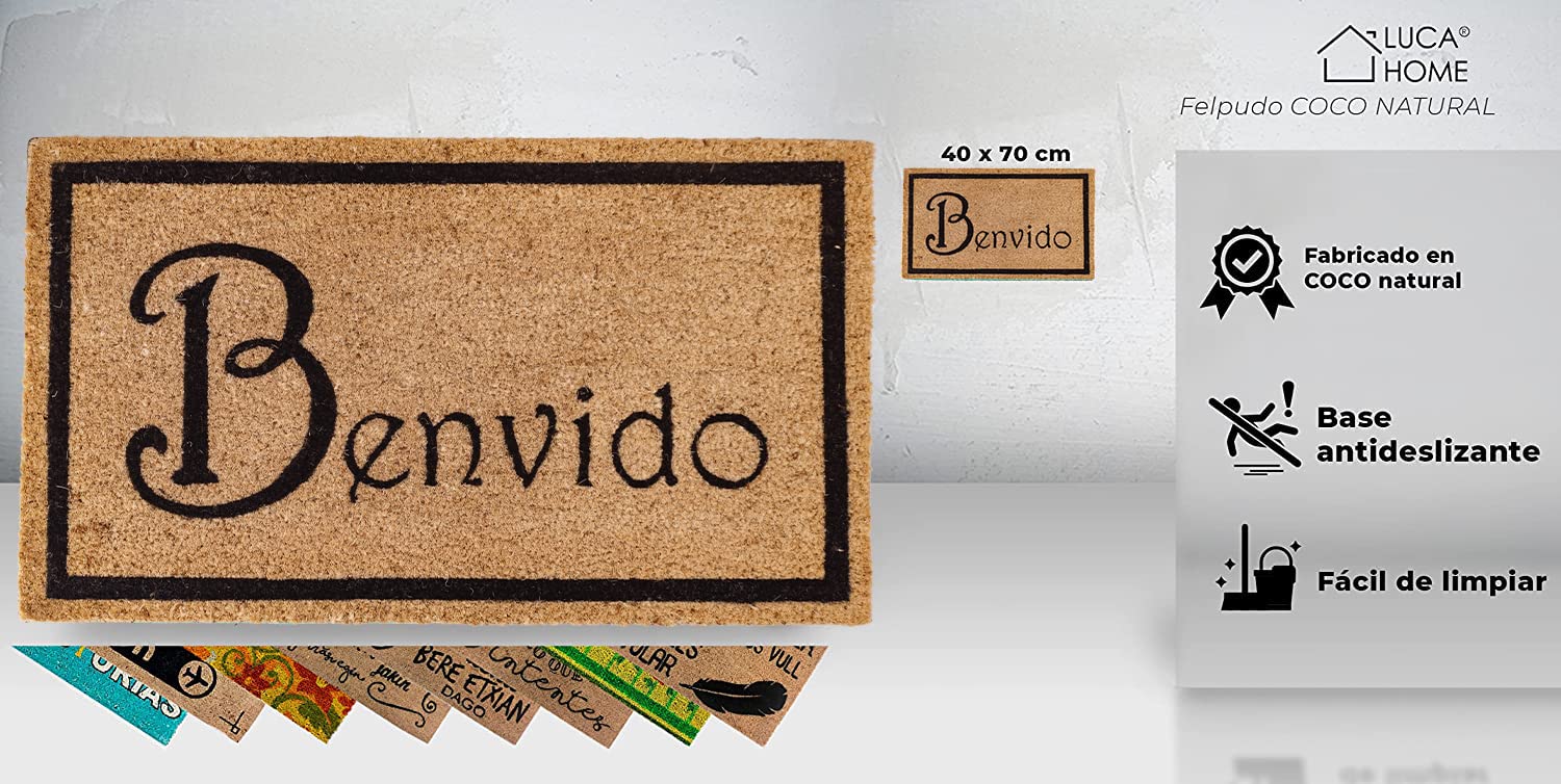LucaHome, Coco Doormat, 40 x 70 cm, Non-Slip Doormat, Portugues Benvido Doormat Mod 1, Home Entrance Doormat - Image 2