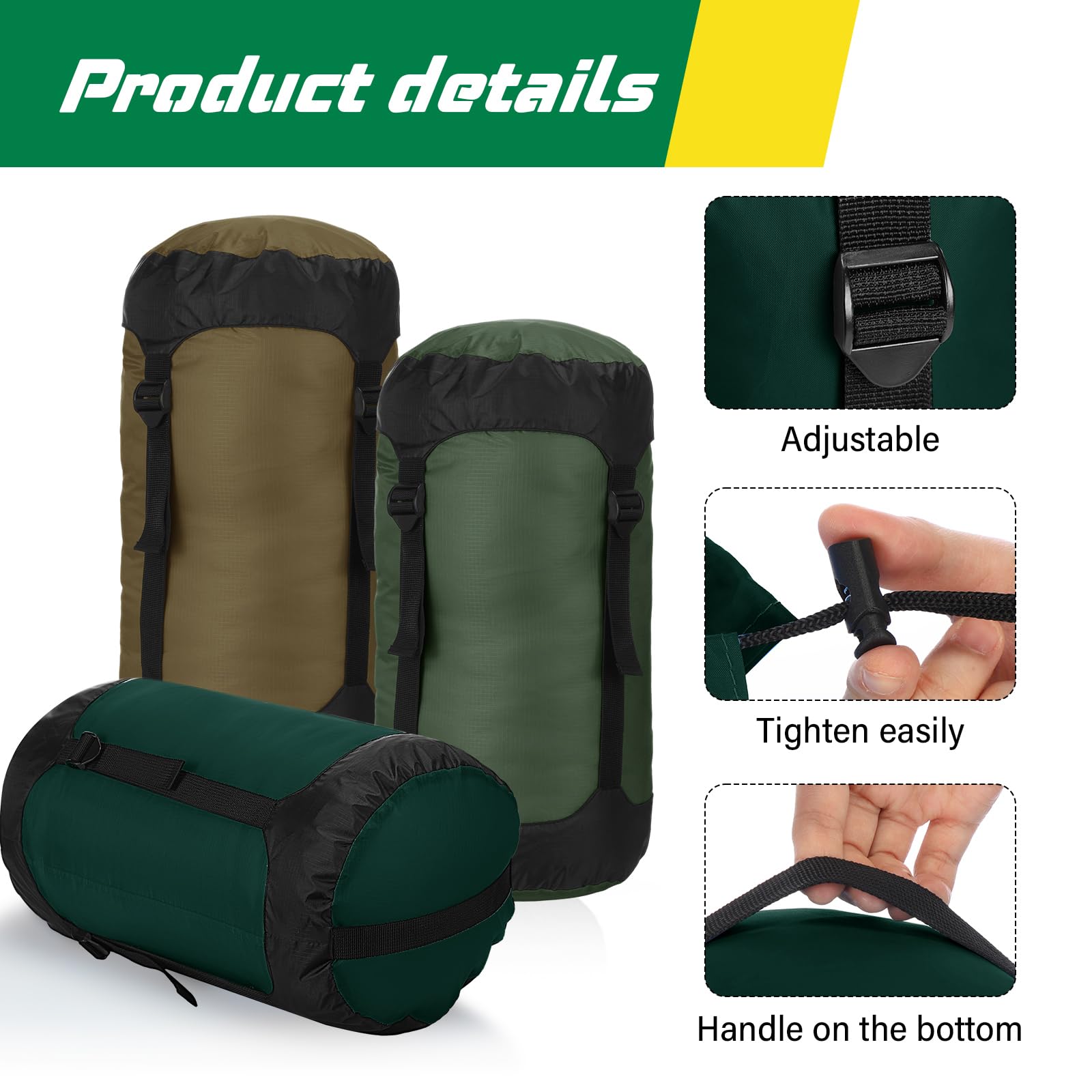 5 Piezas Bolsas de Compresión para Mochileros 20L Sacos de Compresión para Saco de Dormir Bolsa de Almacenamiento Impermeable para Camping Senderismo Viajes Exteriores