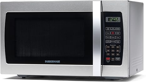Farberware Countertop Microwave 1000 Watts, 1.3 Cu. Ft. - Microwave Oven With LED Lighting and Child Lock - Perfect for Apartments and Dorms - Easy Clean Stainless Steel