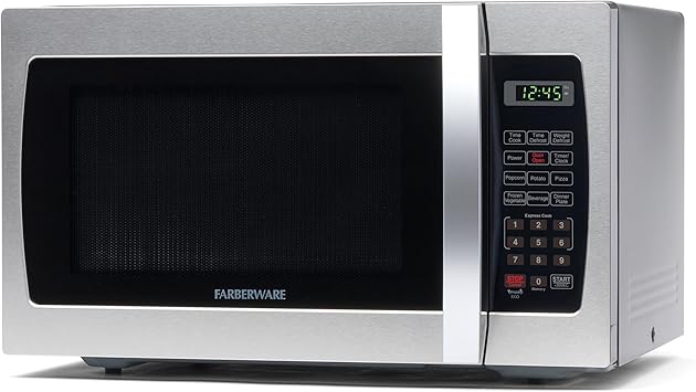Farberware Countertop Microwave 1000 Watts, 1.3 Cu. Ft. - Microwave Oven With LED Lighting and Child Lock - Perfect for Apartments and Dorms - Easy Clean Stainless Steel