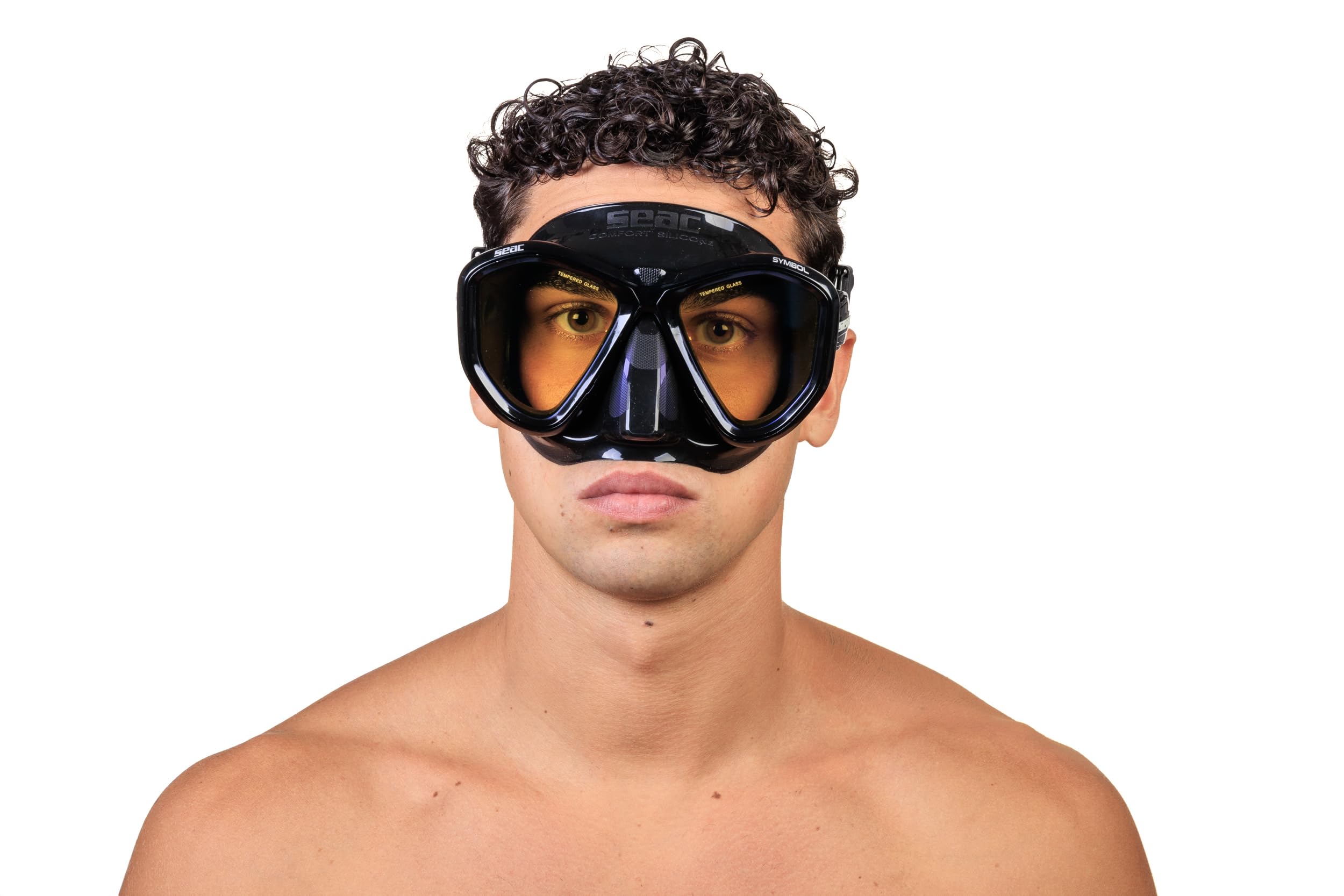 Seac Symbol, Masque de plongée Made in Italy à lentilles symétriques avec Boucle 3D Directement sur Le Visage