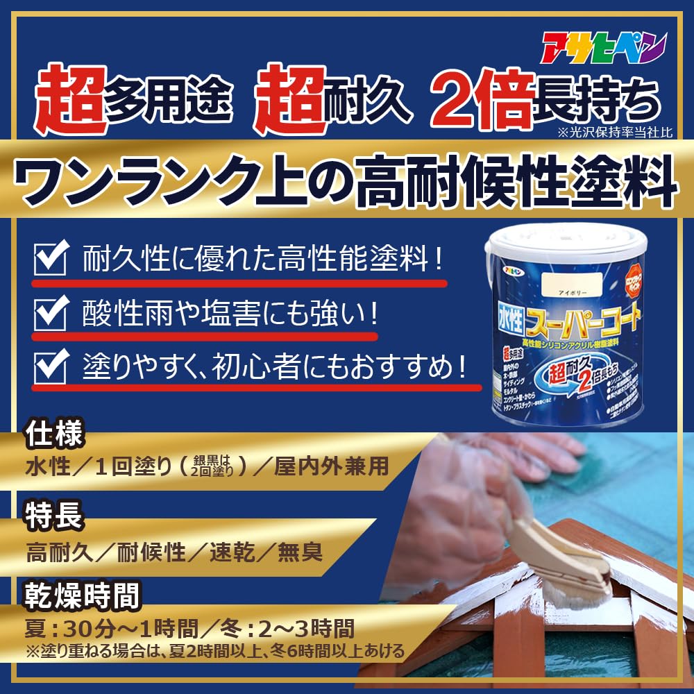 Amazon | アサヒペン 水性スーパーコート 1.6L ツヤ消し白 塗料 ペンキ