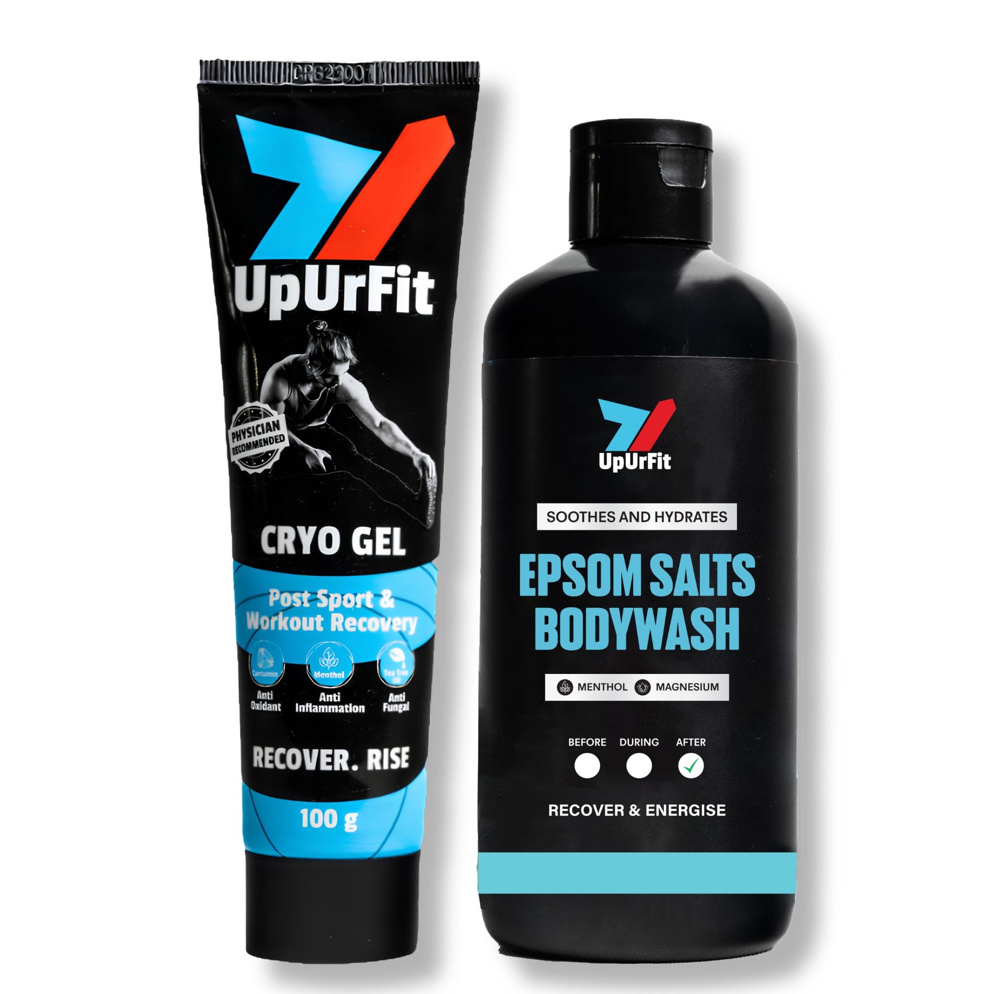 UpUrFit Recovery Duo | Cryo Gel + Epsom Salt Body Wash | Post-Workout Recovery | Muscle Soreness & Fatigue Relief | Sports & Gym Essential | Magnesium-Infused Shower Gel & Ice Coolings | 100g + 300ml-image-44