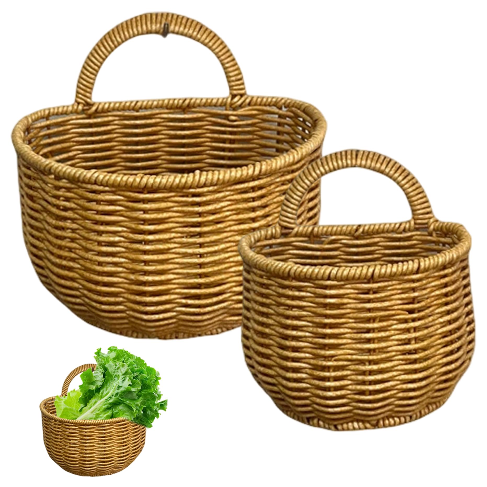 Paniers muraux tissés main en rotin naturel rustique de haute qualité
