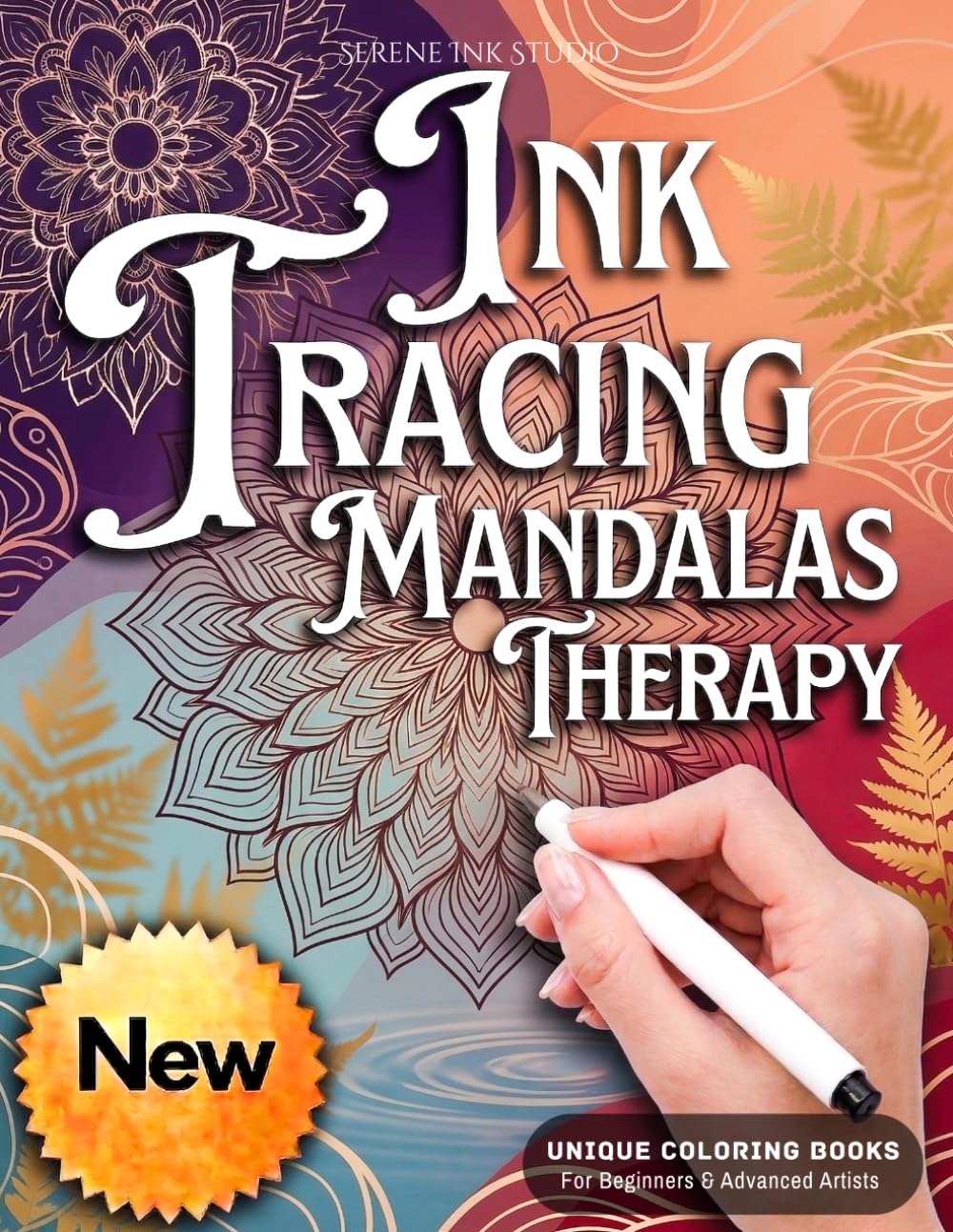 INK TRACING : MANDALAS THERAPY: Draw with Pen & Ink: Adult Reverse Coloring Book with White Line Art | Relaxing Mandala Designs for Stress Relief, ... Patterns (Mandala Ink Tracing Coloring Books)