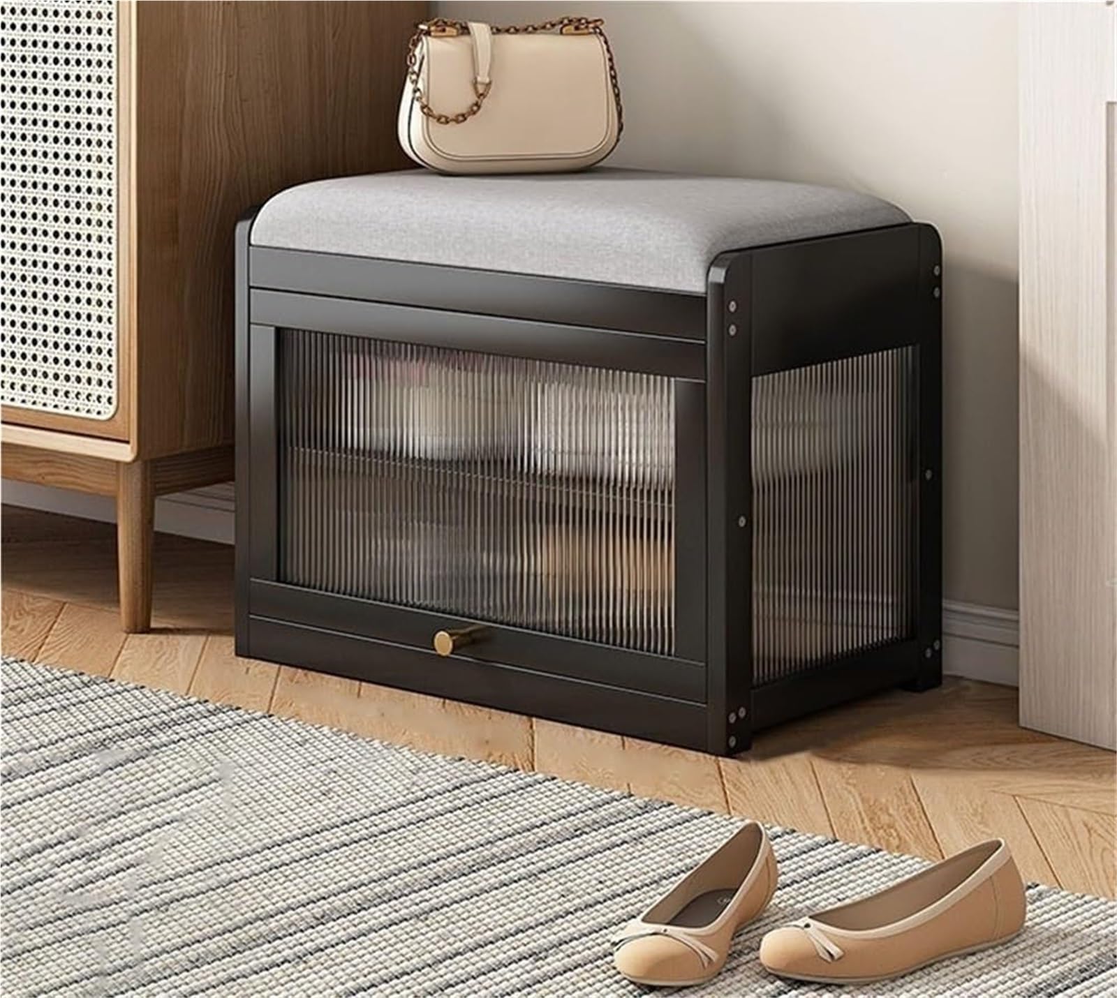 Banc à chaussures en bambou meuble stable pour entrée étroite résolvant le désordre