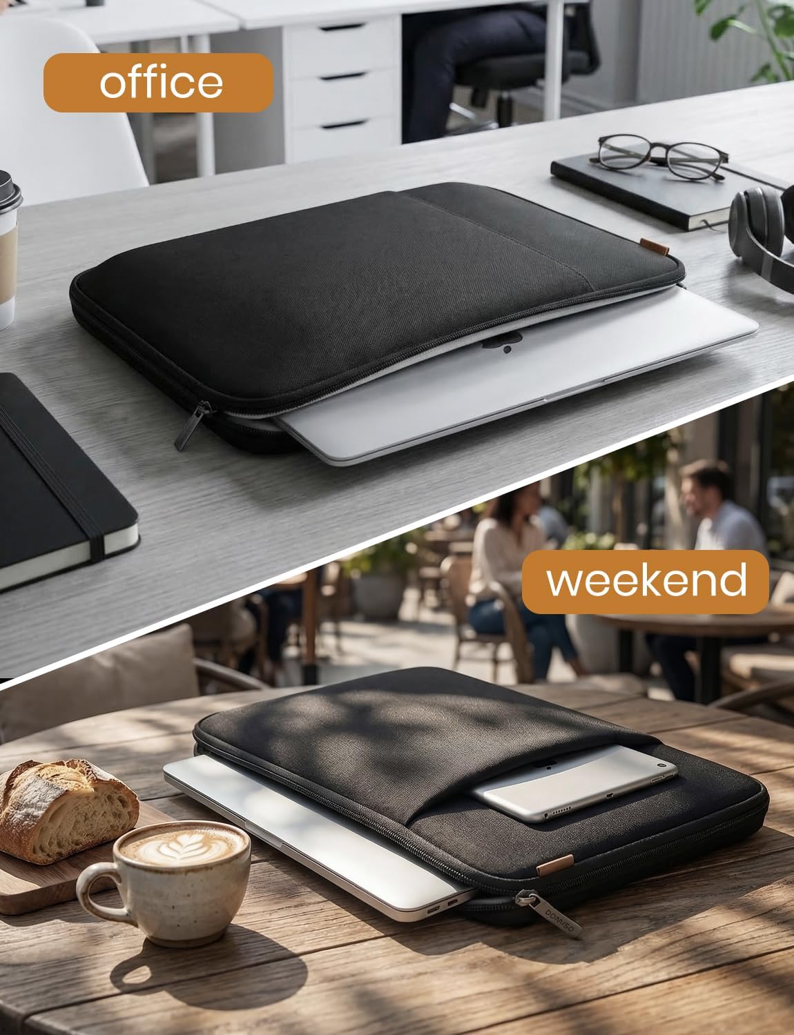 DOMISO 16 inch Laptop Sleeve Case Water Resistant Shockproof Protective Computer Bag for 16" Dell/HP Pavilion Envy/ThinkPad IdeaPad/ASUS Vivobook,Black