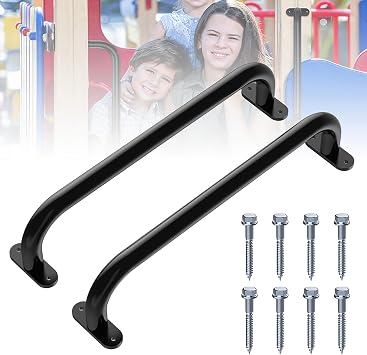 Monkey Bar Kids Safety Indoor Outdoor Playground Grab Handle Backyard Playset Handle Accessories Playhouse Swing Set Jungle Gym Rock Climbing Wall Holder Tree House Slide, 17" - 2pcs