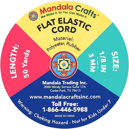 Vista 225 de Mandala Crafts - Rollo de cordón elástico plano para costura y manualidades Beige