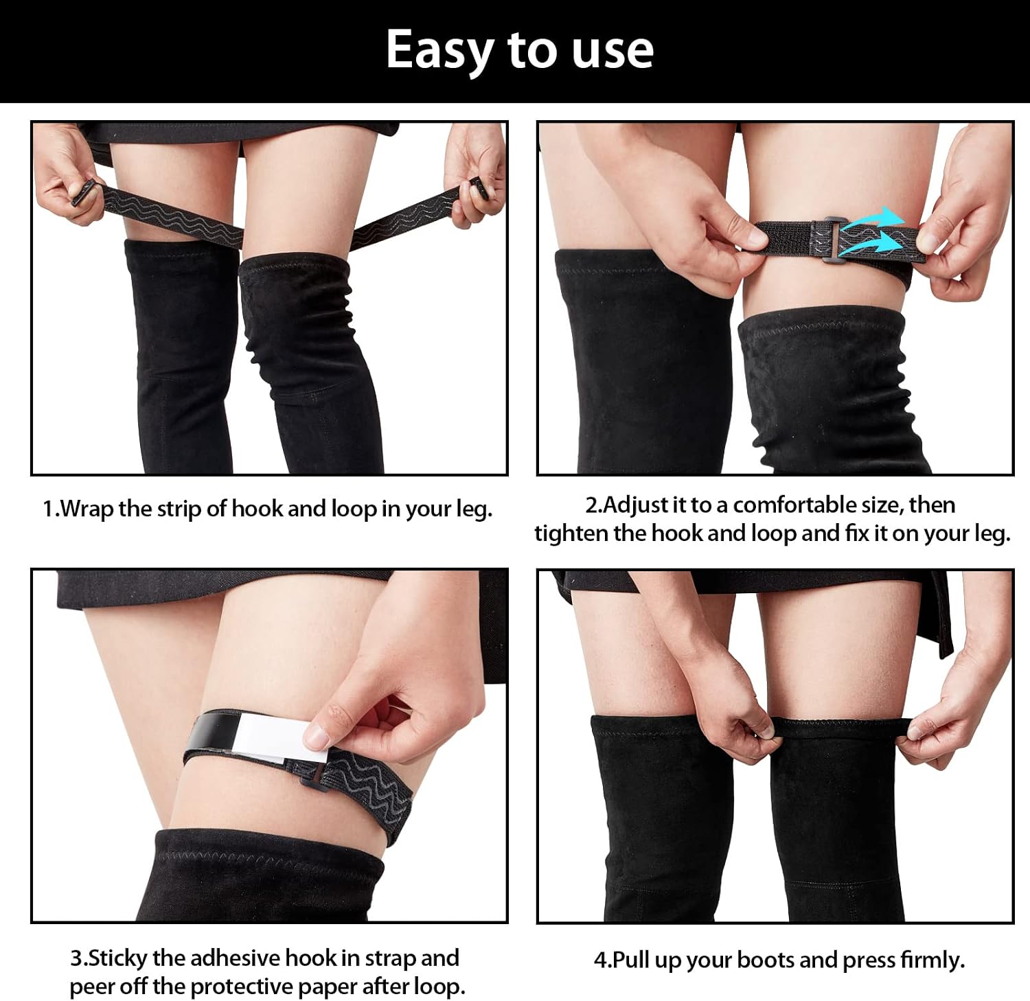 Geyoga 4 Pcs Knee Boot Straps Adjustable Elastic Boot Belts and Straps