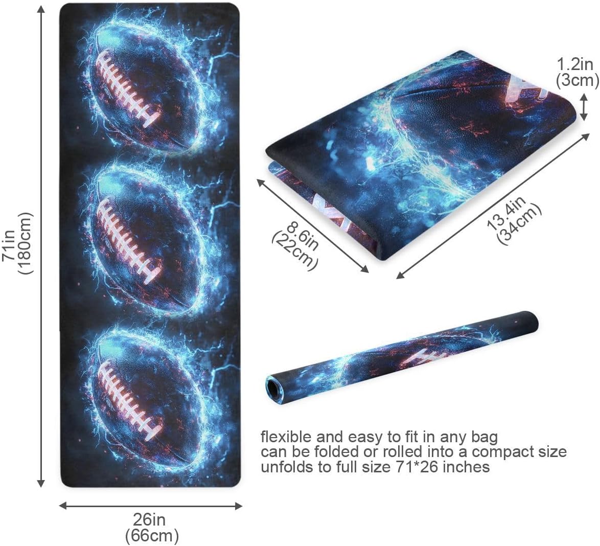 ALAZA American Football (12) Yoga Mat Non Slip Fitness Exercise Mat, Workout Mat for Yoga, Pilates and Floor Exercises