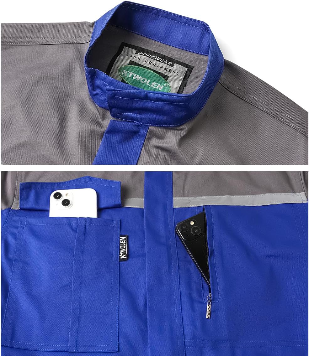 Mens Reflective Coverall Work Mechanics Coverall Work Suit Hi Vis Jumpsuit Bicolor Overalls - Image 4