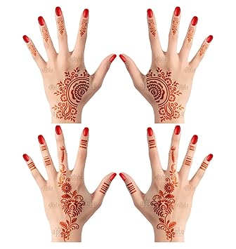 Apcute Mehendi Design Stecnils for hand Set of - 4 Piece | Mehndi Design for hands | Henna Tattoo Stencils for Women and Girls |Design No - APCUTE-S-H9-10