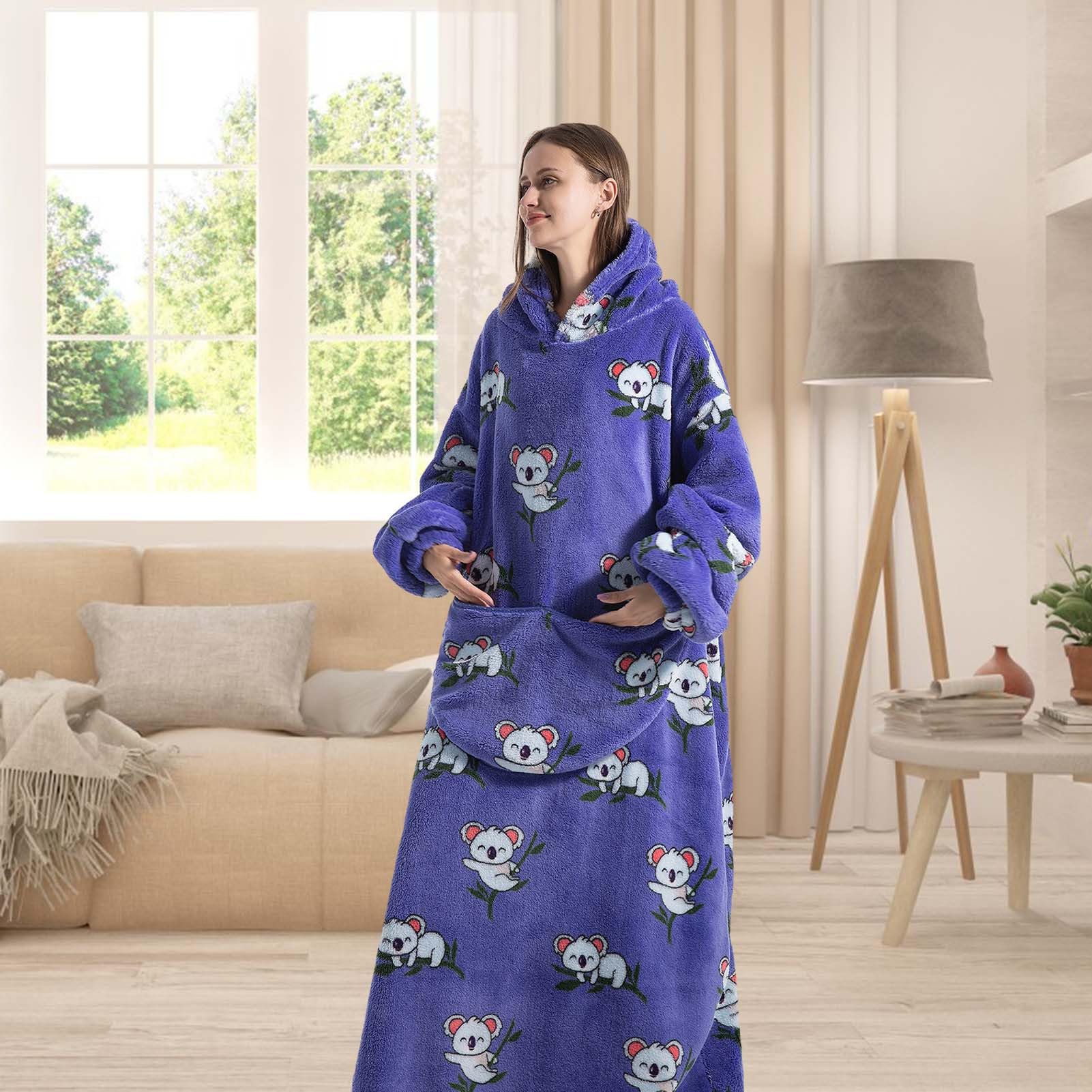 Tsuchiya Felpa con cappuccio portatile oversize | Estendi la felpa con cappuccio super morbida con tasca – Comoda coperta per pisolino, felpa universale oversize per divano, casa, divano