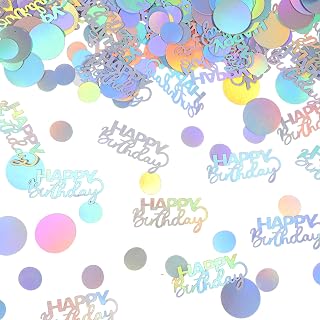 300PCS Birthday Confetti | Glitter Happy Birthday Confetti for Table Anniversary Baby Shower Birthdays Iridescent Colorful Party Decorations