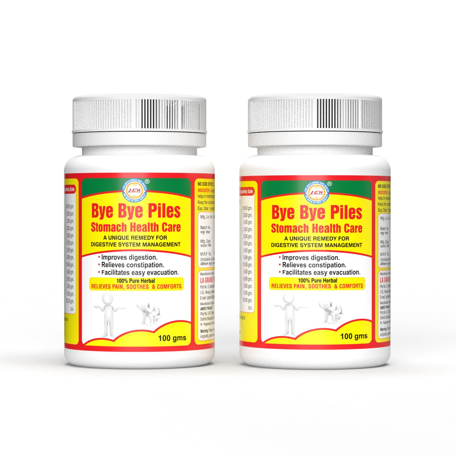 LGH Bye Bye Piles Care Powder, Stomach Gut Cleanse, Herbal Powder for Comfort, Ayurvedic Blend with Isabgol, Triphala & Ajwain, 100g (Pack Of 2)-image-42