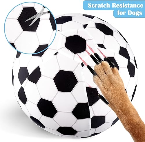 Miniatura 4 de BABORUI Pelota de pastoreo para perros, pelota de pastoreo grande de 20 pulgadas con patrón de fútbol, herramientas de bomba de mano, juguete