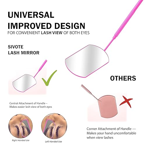 Miniatura 2 de SIVOTE Espejo de pestañas para extensiones de pestañas, diseño mejorado, color rosa