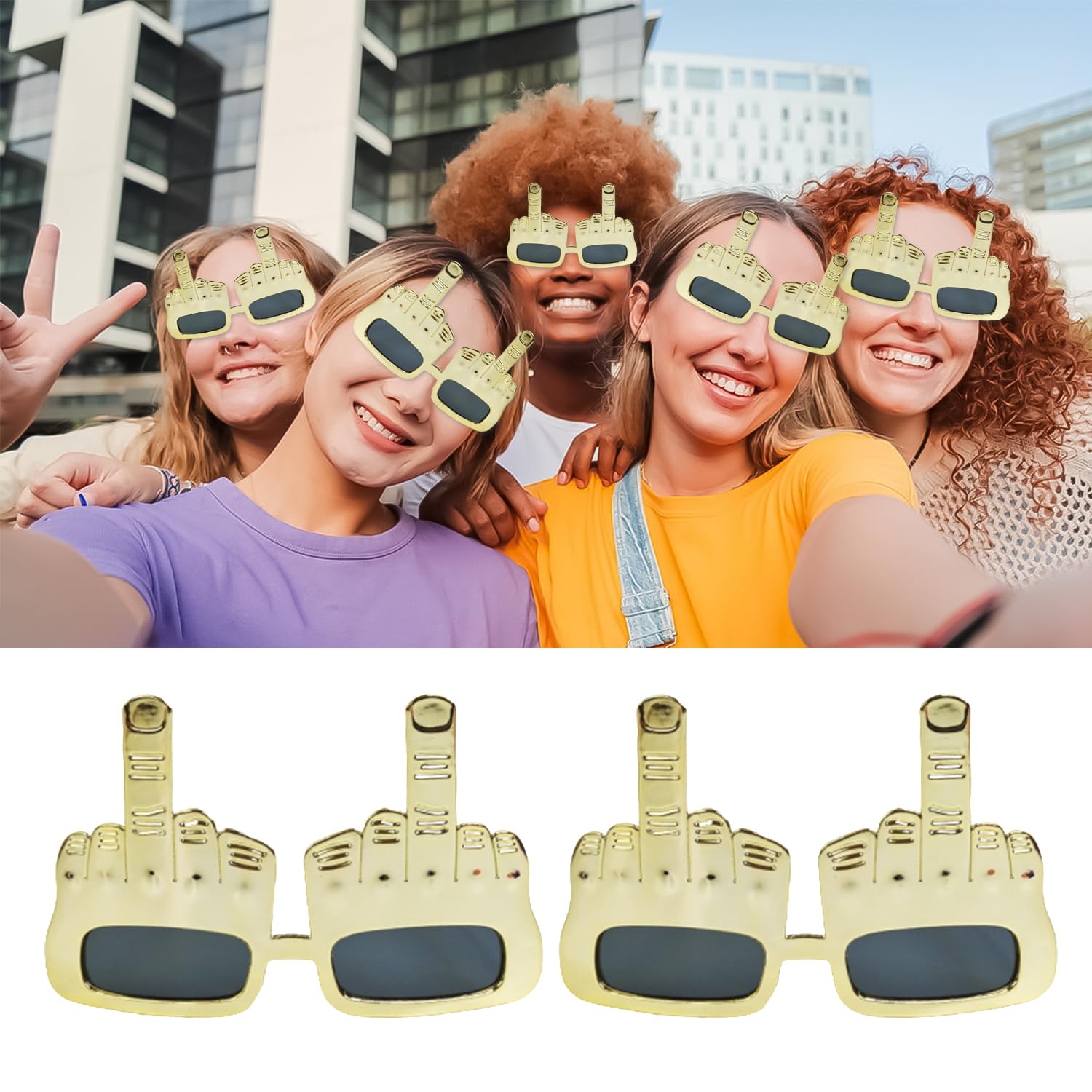 HAICN 3Pieces Sunglasses with Finger Halloween Middle Finger Novelty Funny Eyeglasses Accessories Masquerade Party Props for Adult Kids - Image 4