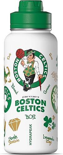 Miniatura 5 de Hydrapeak x NBA Botella de agua activa de los Golden State Warriors con licencia oficial de 947 ml, tapa con popote, acero inoxidable, reutilizable,